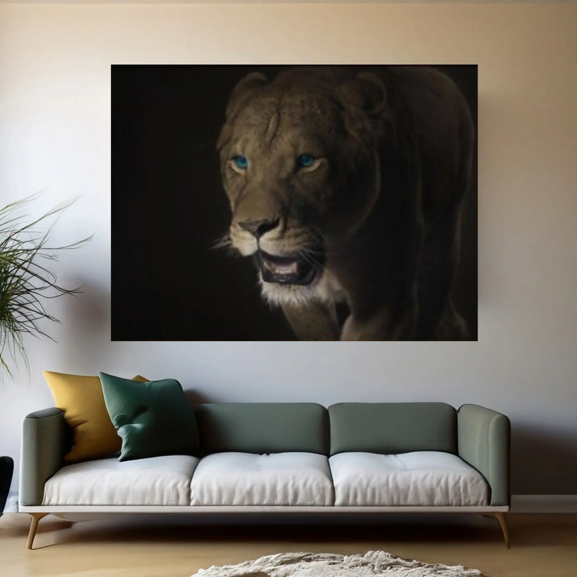 Blue-eyed lioness Lion Canvas Wall Art Animal Wall Art, Canvas Wall Art,Animal wall art decor Large lion art - Y Canvas