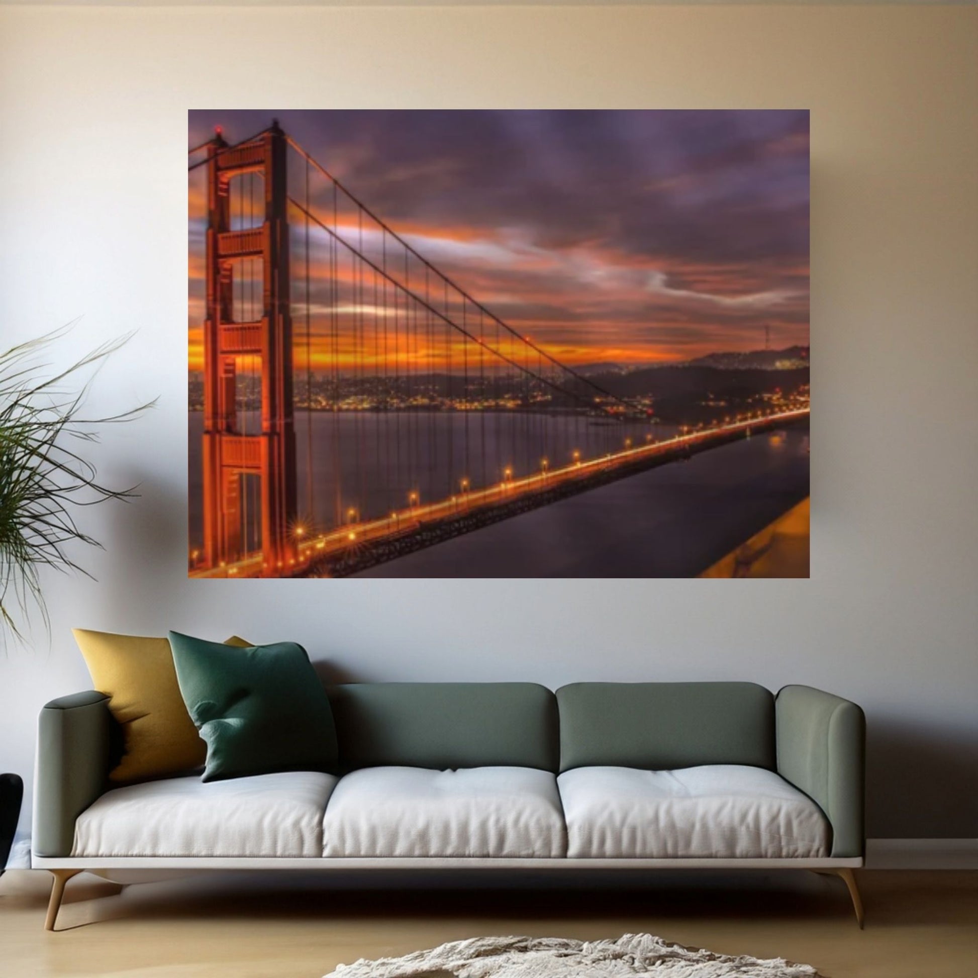 San Francisco Panoramic Canvas Print, San Francisco Canvas Wall Art, Golden Gate Bridge Canvas Art - Y Canvas