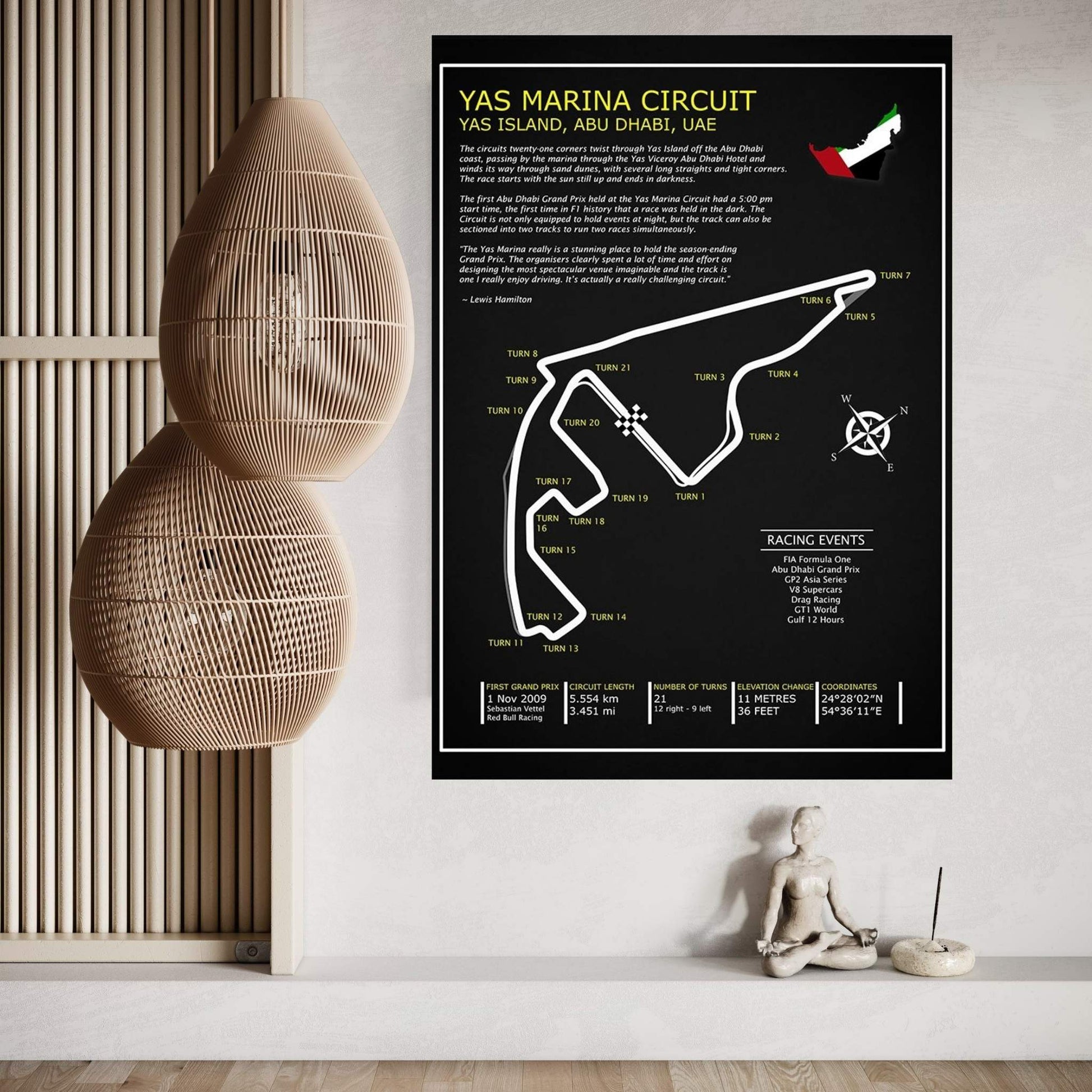 Yas Marina Circuit UAE BL Canvas Wall Art - Y Canvas