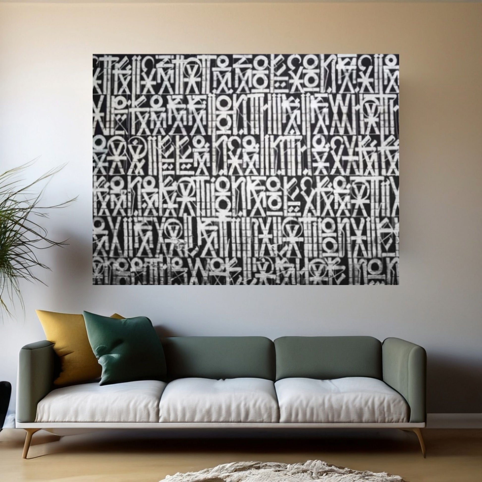 Abstract Retna Wall Art Graffiti, American Black & White Reproduction Painting Wall Art Poster - Y Canvas