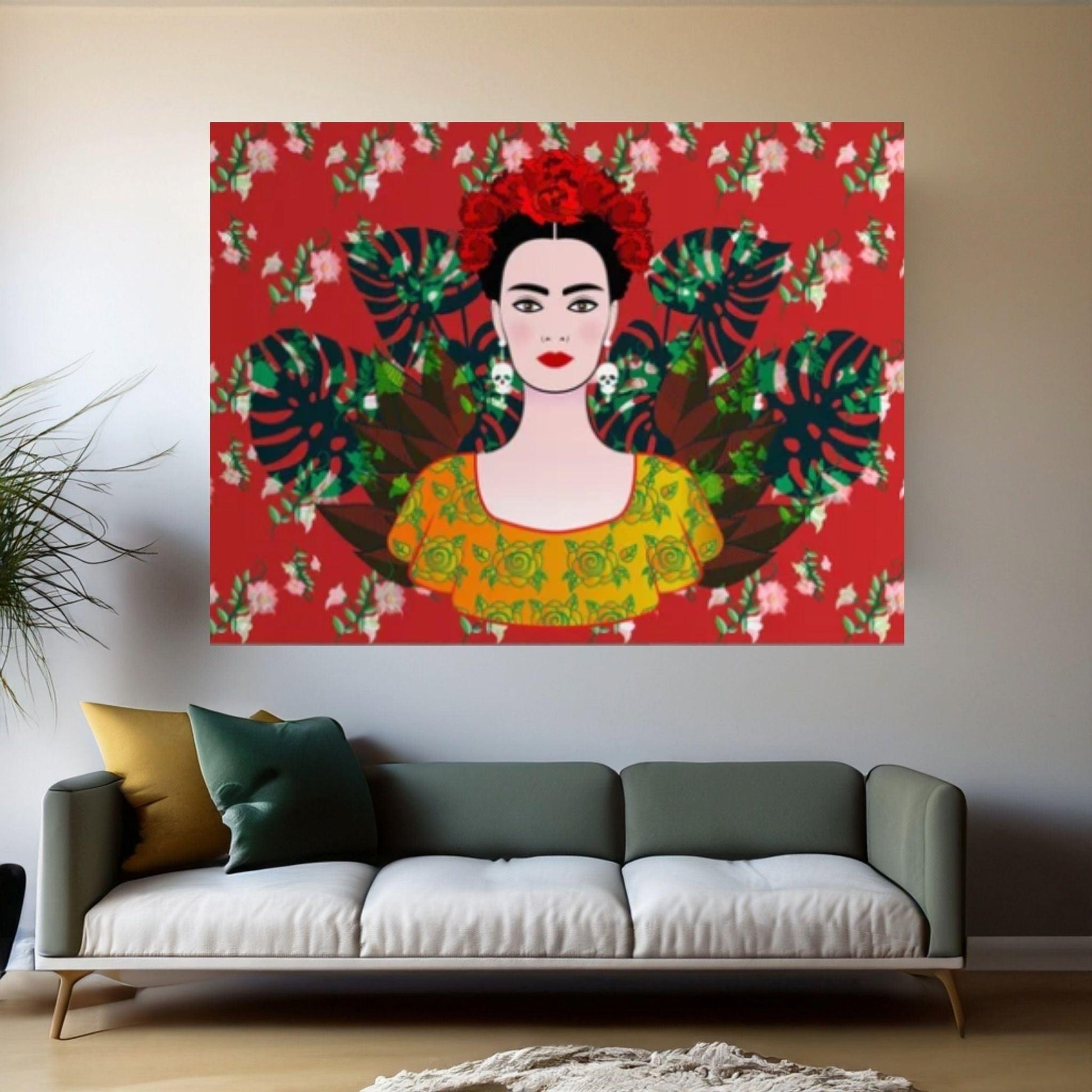 Frida Kahlo Art Canvas Frida Kahlo Wall Art, Mexican Floral Feminist Art - Y Canvas