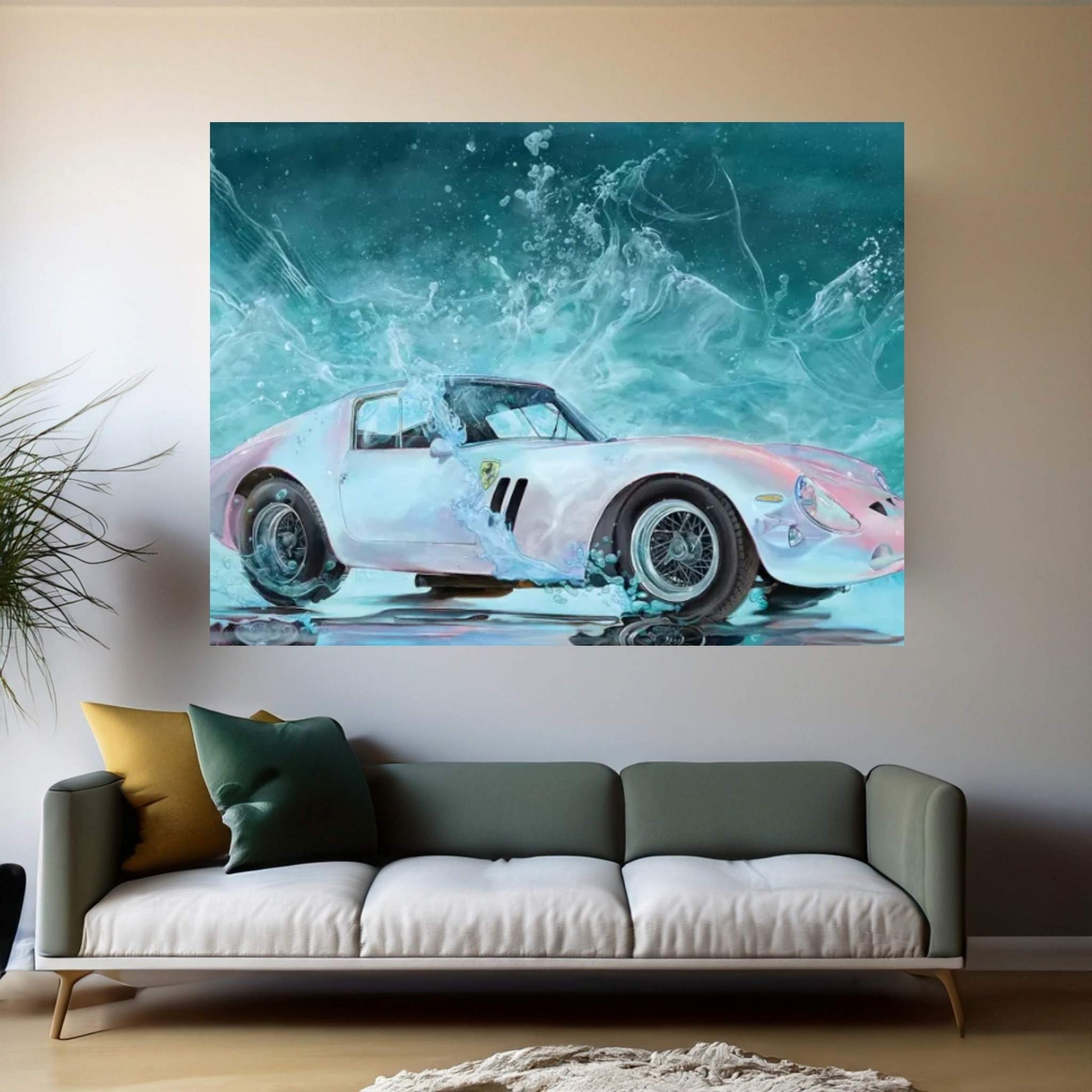 Pink Ferrari Canvas Wall Art - Y Canvas