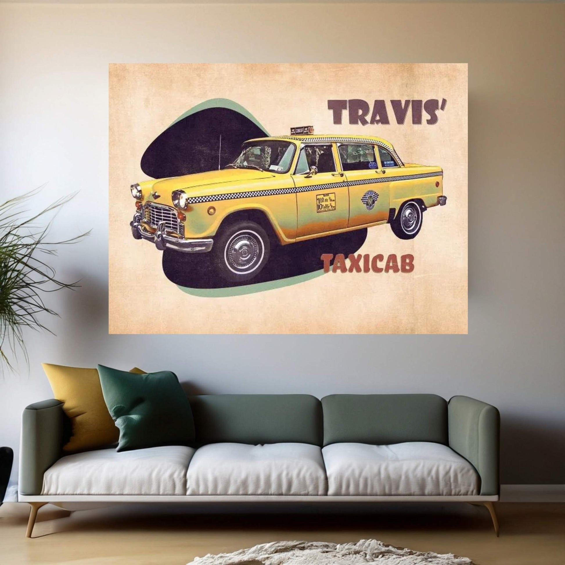 Travis' Taxicab Canvas Wall Art - Y Canvas