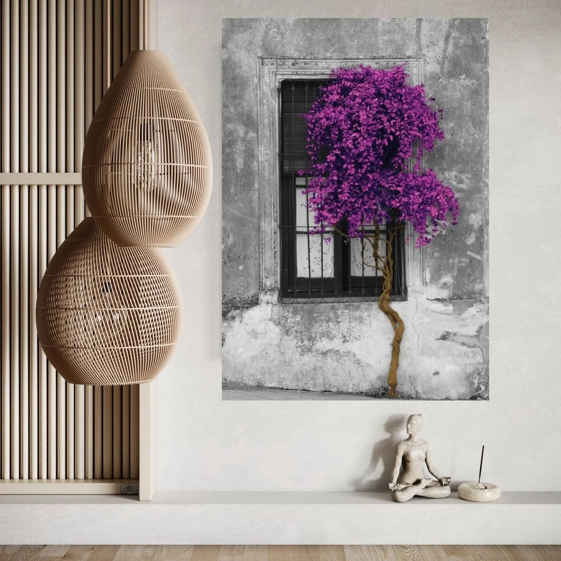 Tree in Front of Window Purple Pop Color Pop Canvas Wall Art - Y Canvas