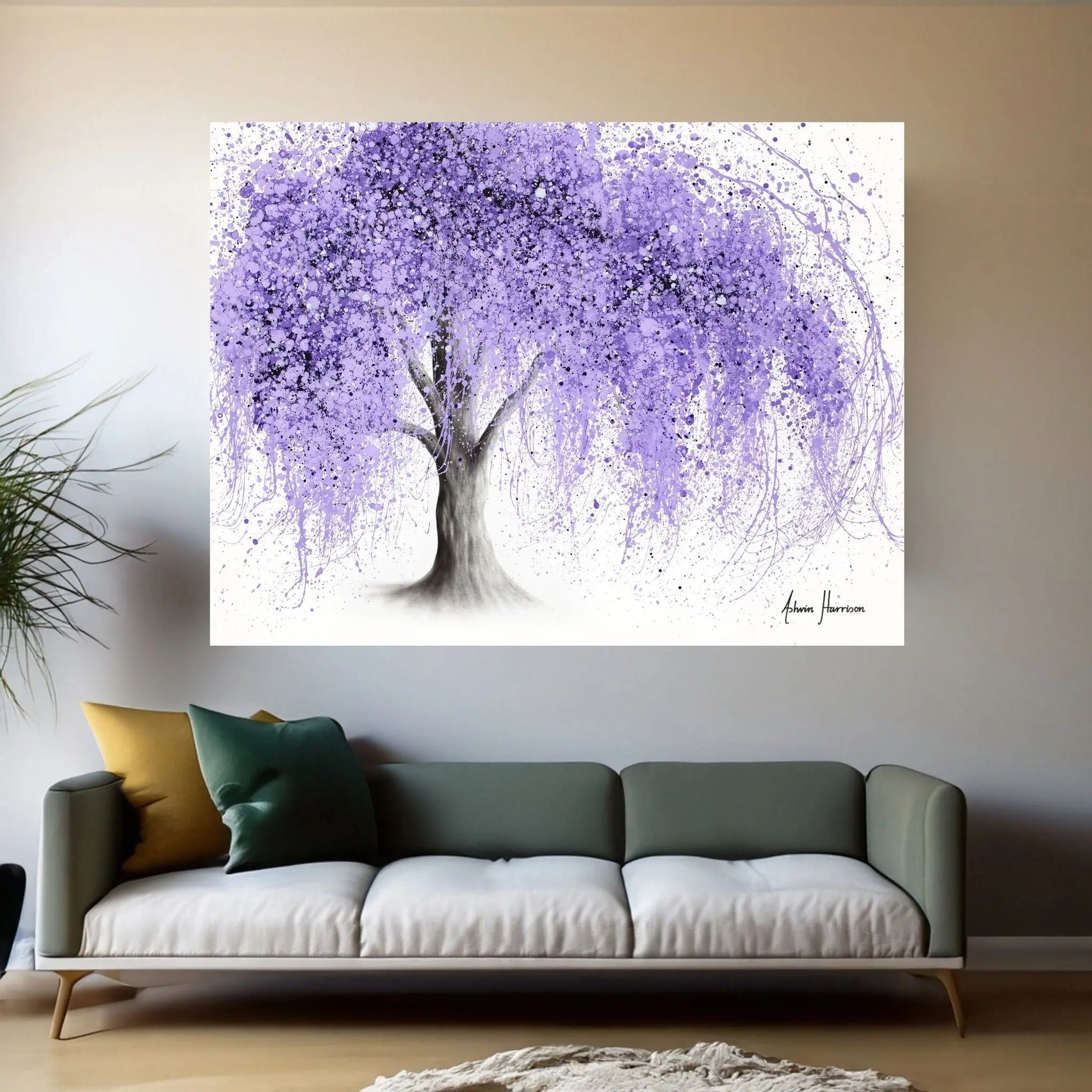 Purple Wishing Willow Canvas Wall Art - Y Canvas