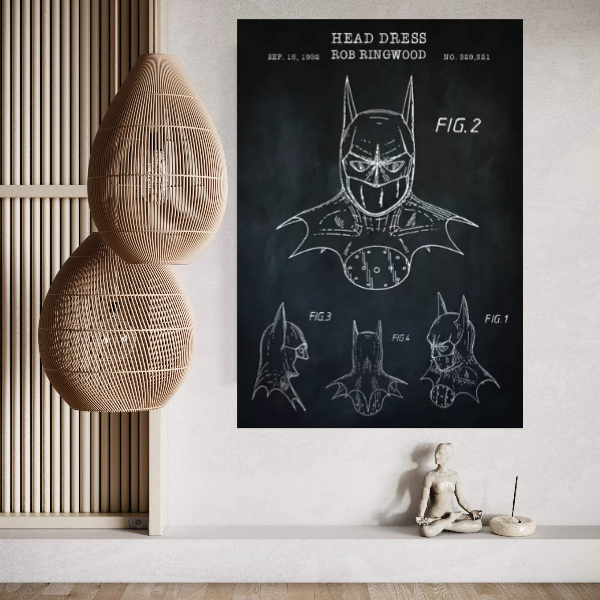 Batman Cowl, Black Canvas Wall Art - Y Canvas