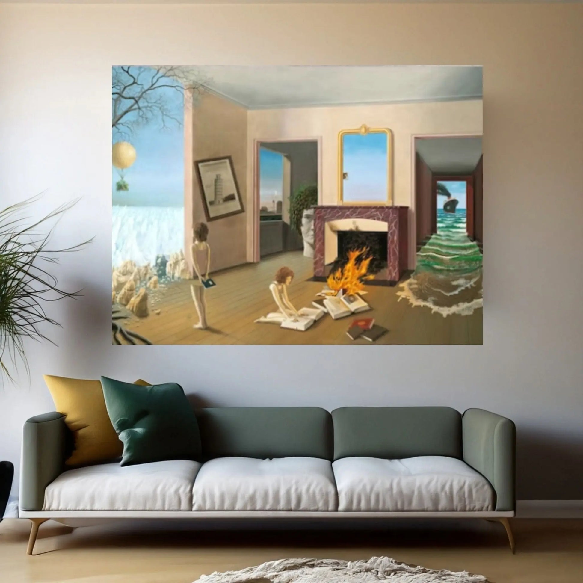 Dominique Appia Canvas,Surreal Printed, Entre les Trous de la Memorie Wall Art, Surreal Wall Art, Reproduction Wall Decor - Y Canvas