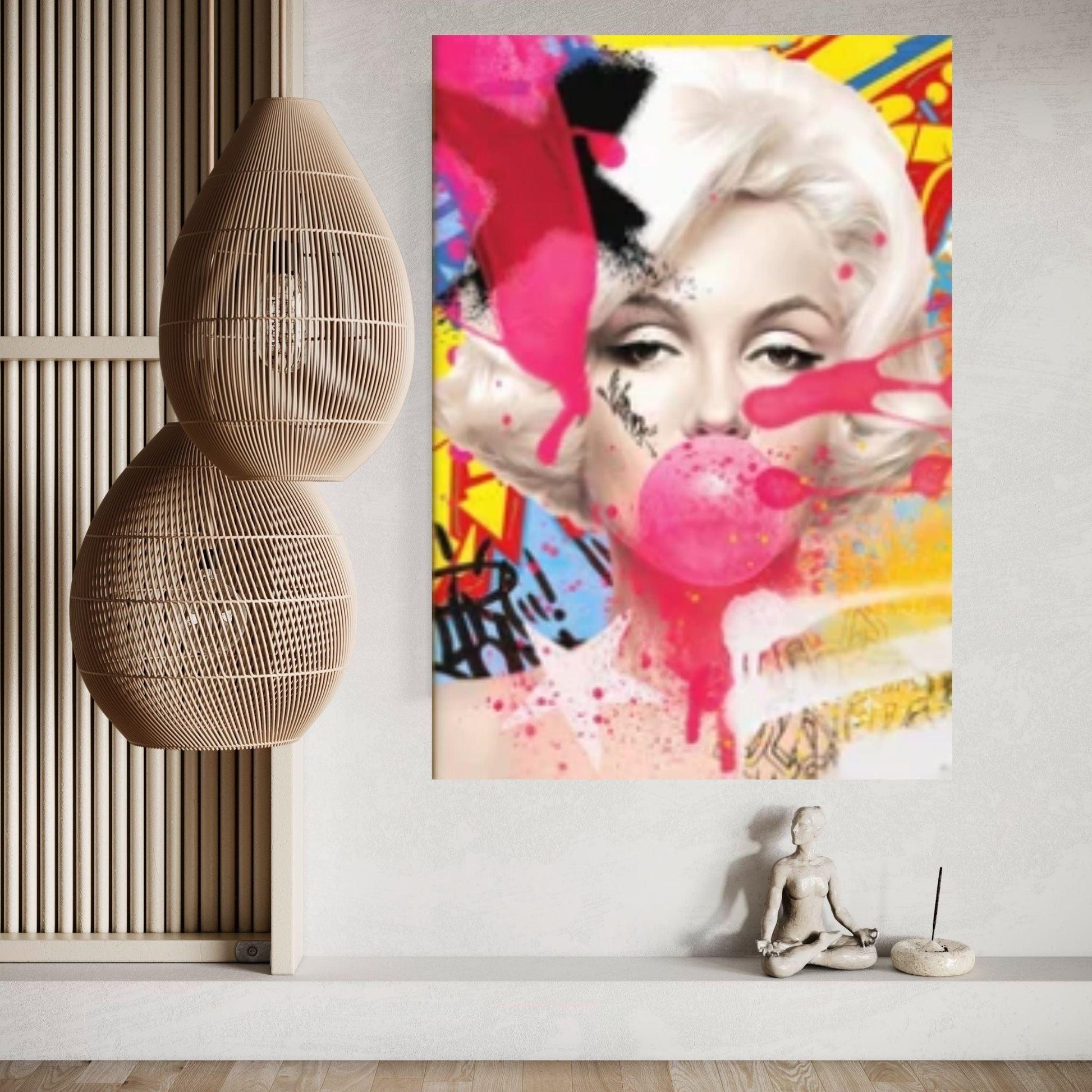 Marilyn Monroe Wall Art Canvas / Monroe Pink Bubble Gum Art Poster Wall Art - Y Canvas