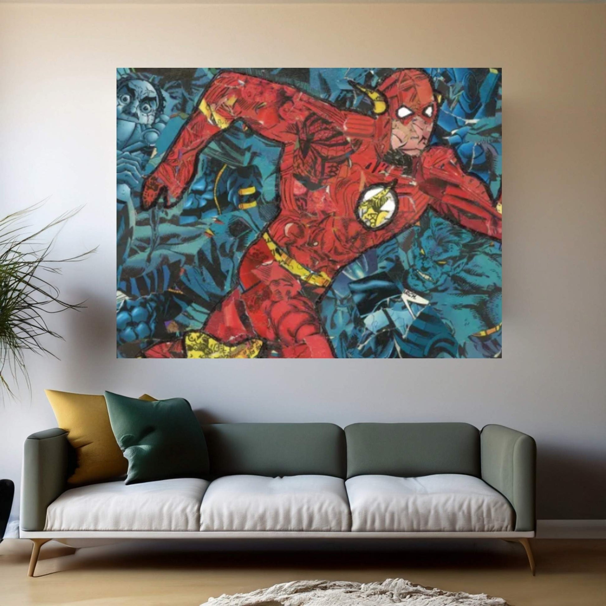 The Flash Comic Collage Canvas Wall Art - Y Canvas