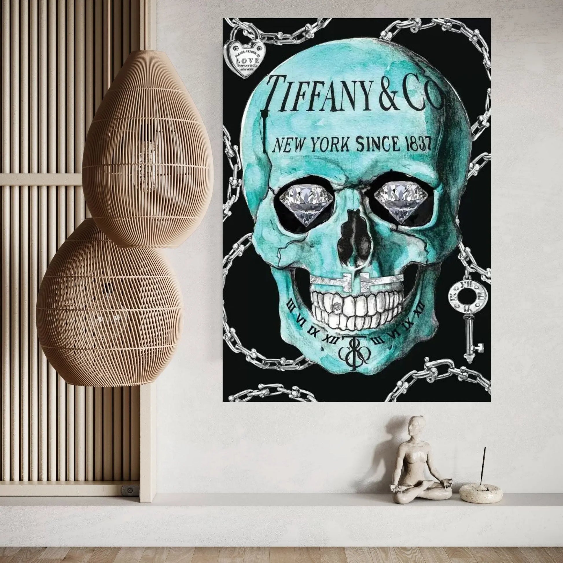 Tiffany Skull Canvas Wall Art - Y Canvas