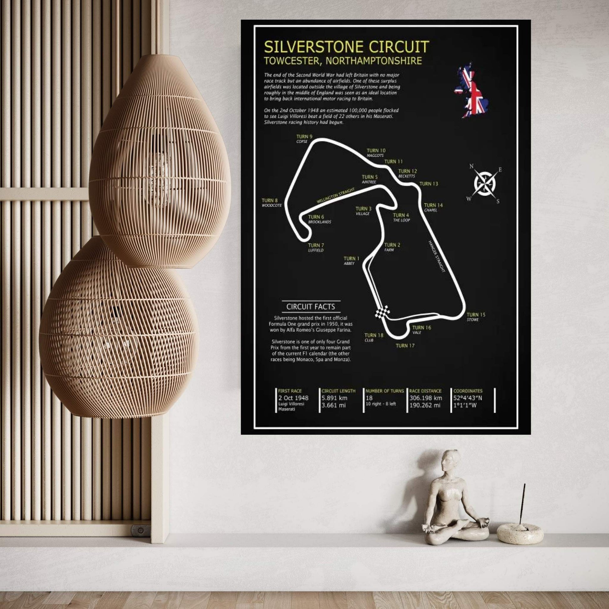 SIlverstone Circuit Black Canvas Wall Art - Y Canvas