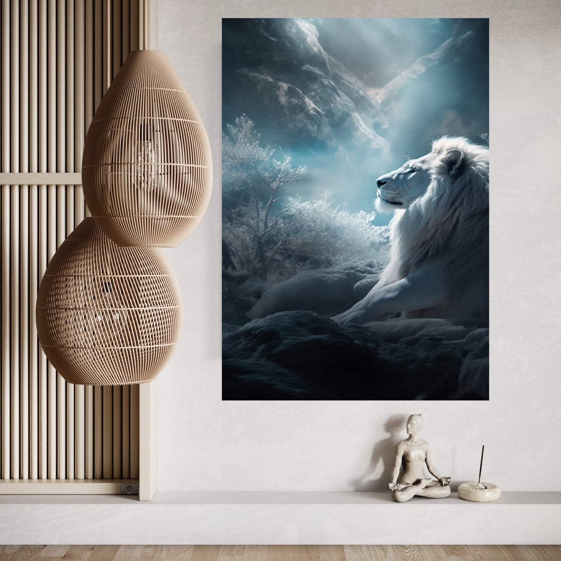 White Lion Canvas Wall Art , Animal Canvas Wall Art - Y Canvas