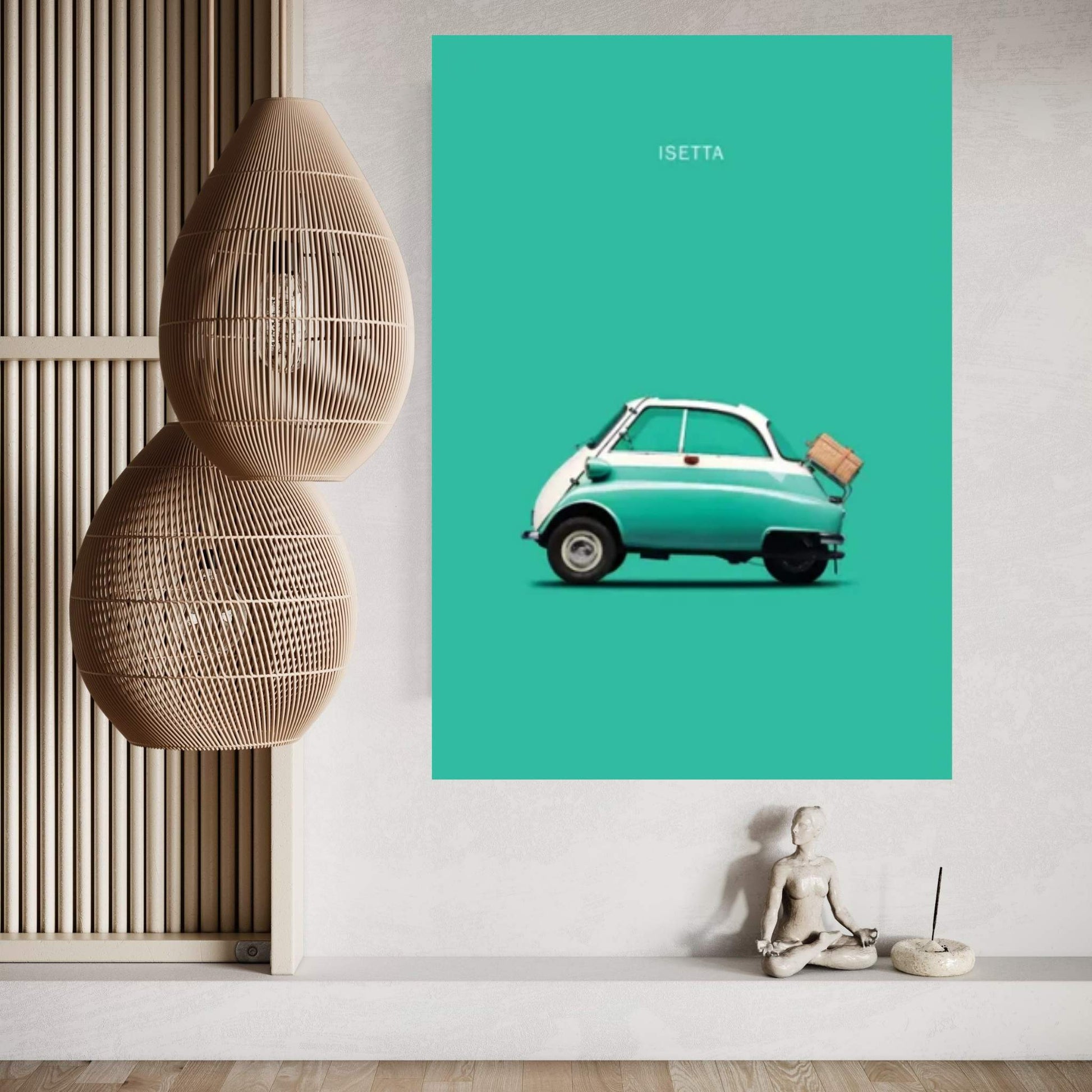 BMW Isetta 300 (Teal) Canvas Wall Art - Y Canvas