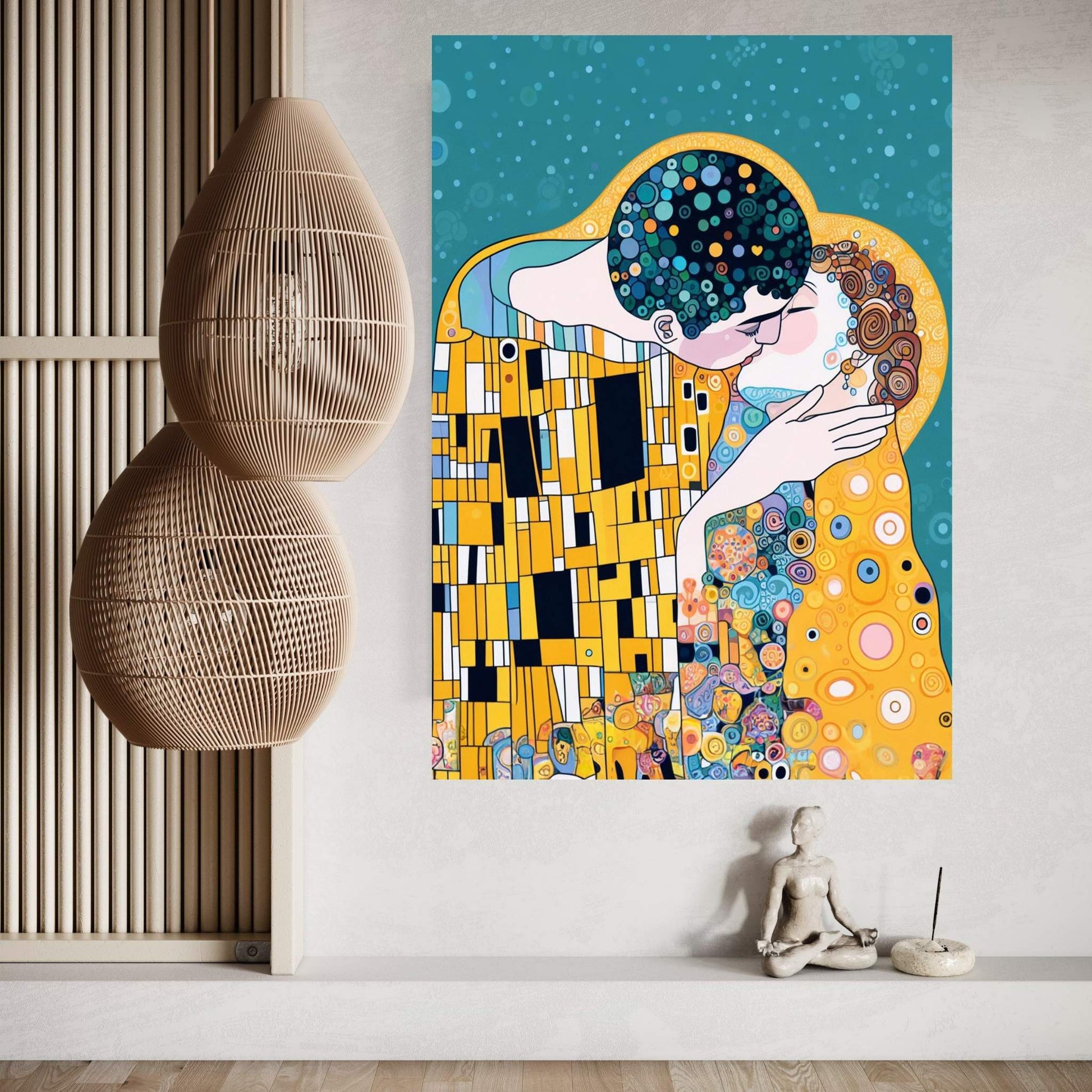 Gustav Klimt's The Kiss: Canvas Wall Art Reproduction Home Decor - Y Canvas