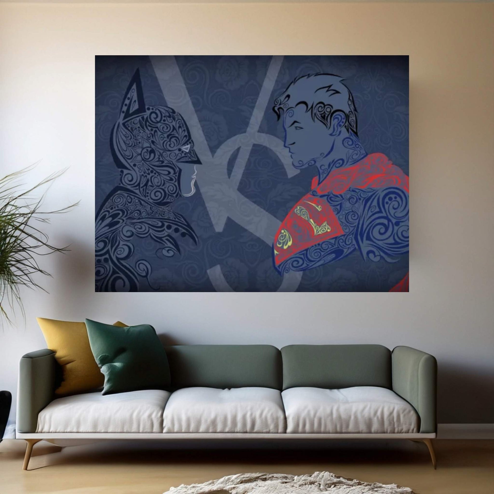 The Showdown, Dark Night Vs Man of Blue Steel Canvas Wall Art - Y Canvas