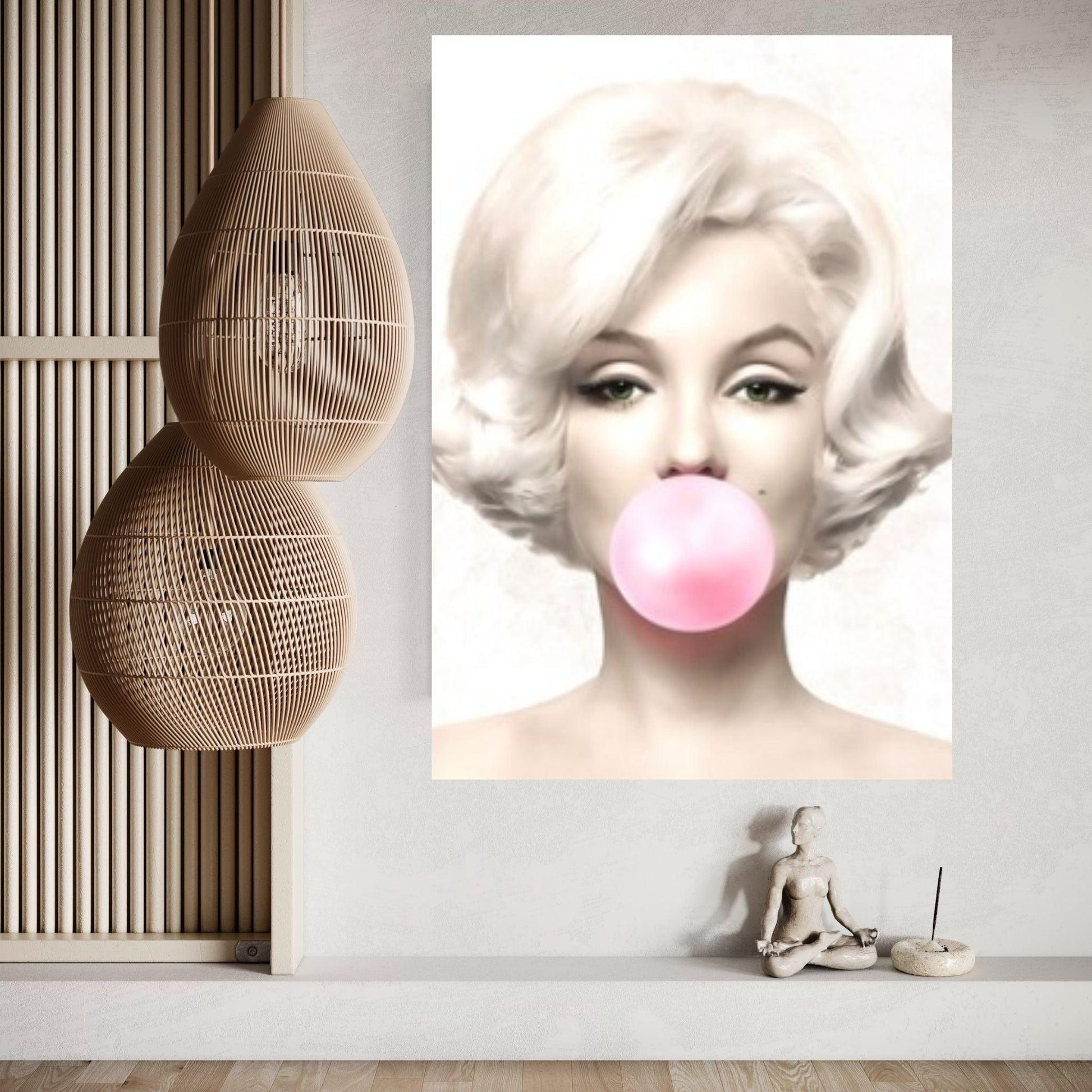 Marilyn Monroe Wall Art Canvas / Monroe Pink Bubble Gum Art Poster Canvas Wall Art - Y Canvas