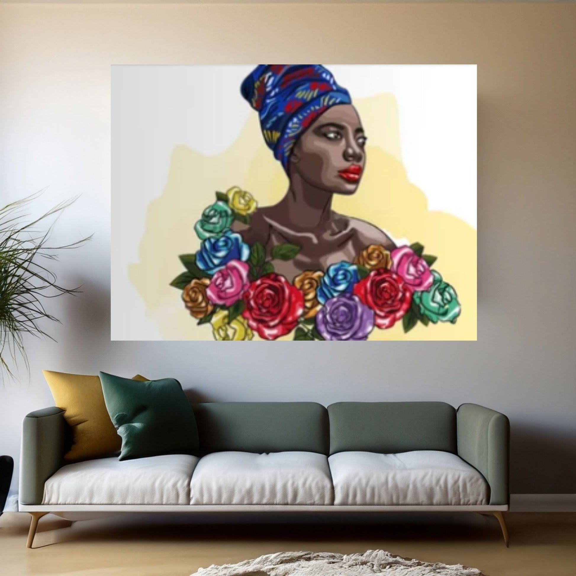 African Art Wall Decor, African Woman Makeup Wall Art, Abstract Canvas Art - Y Canvas