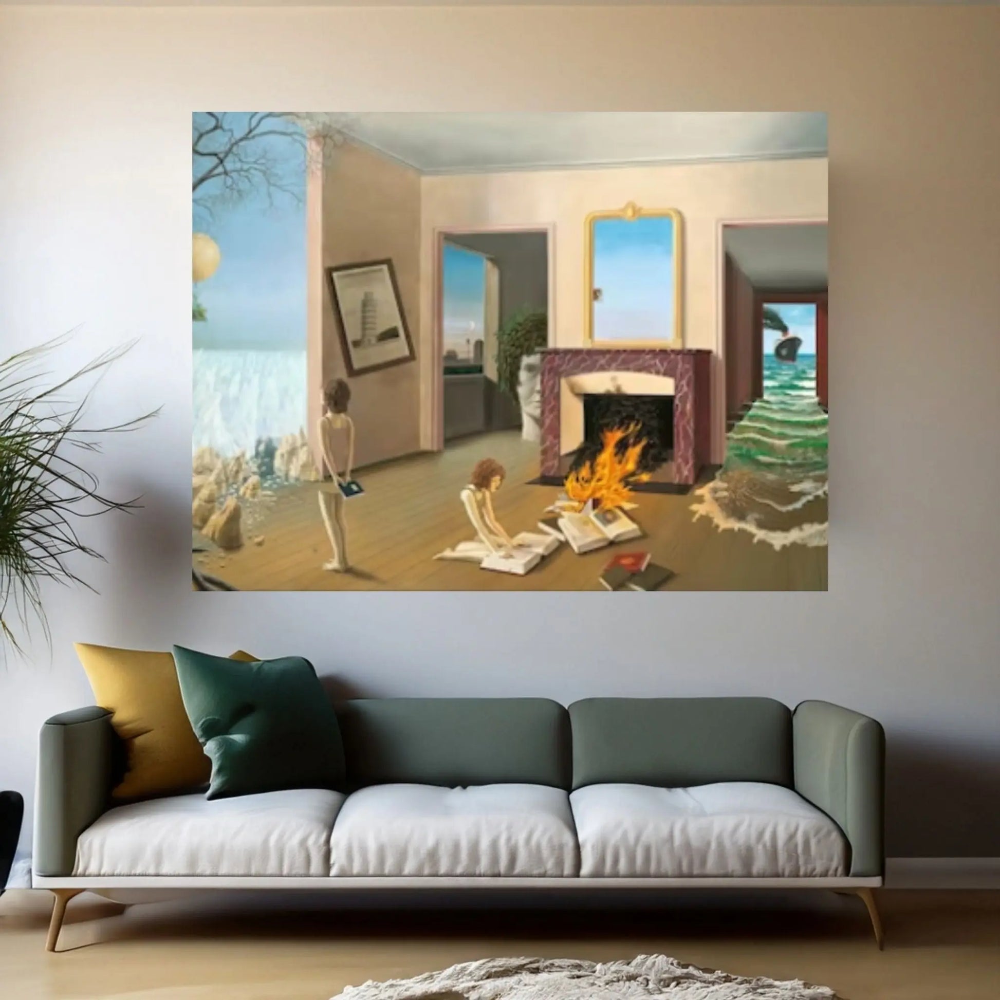 Dominique Appia Canvas,Surreal Printed, Entre les Trous de la Memorie Wall Art, Surreal Wall Art, Reproduction Wall Decor - Y Canvas