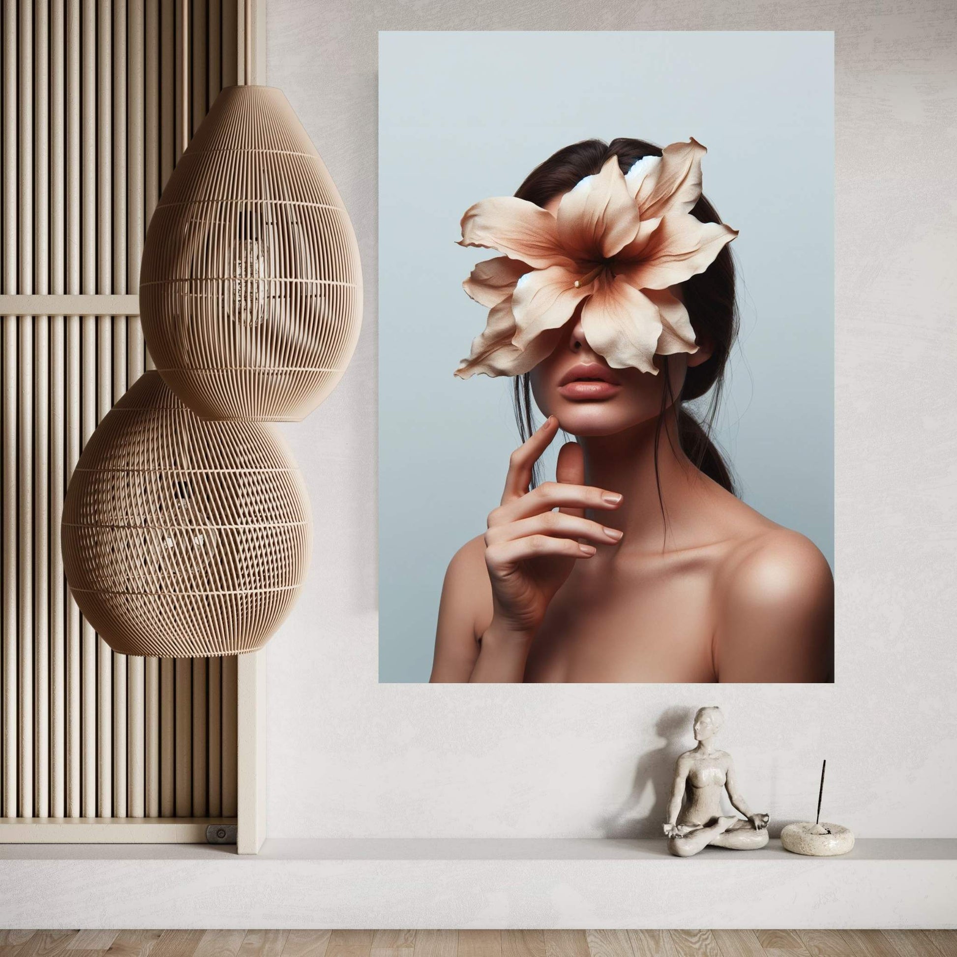 Woman Canvas Flower Portrait Canvas Wall Art - Y Canvas