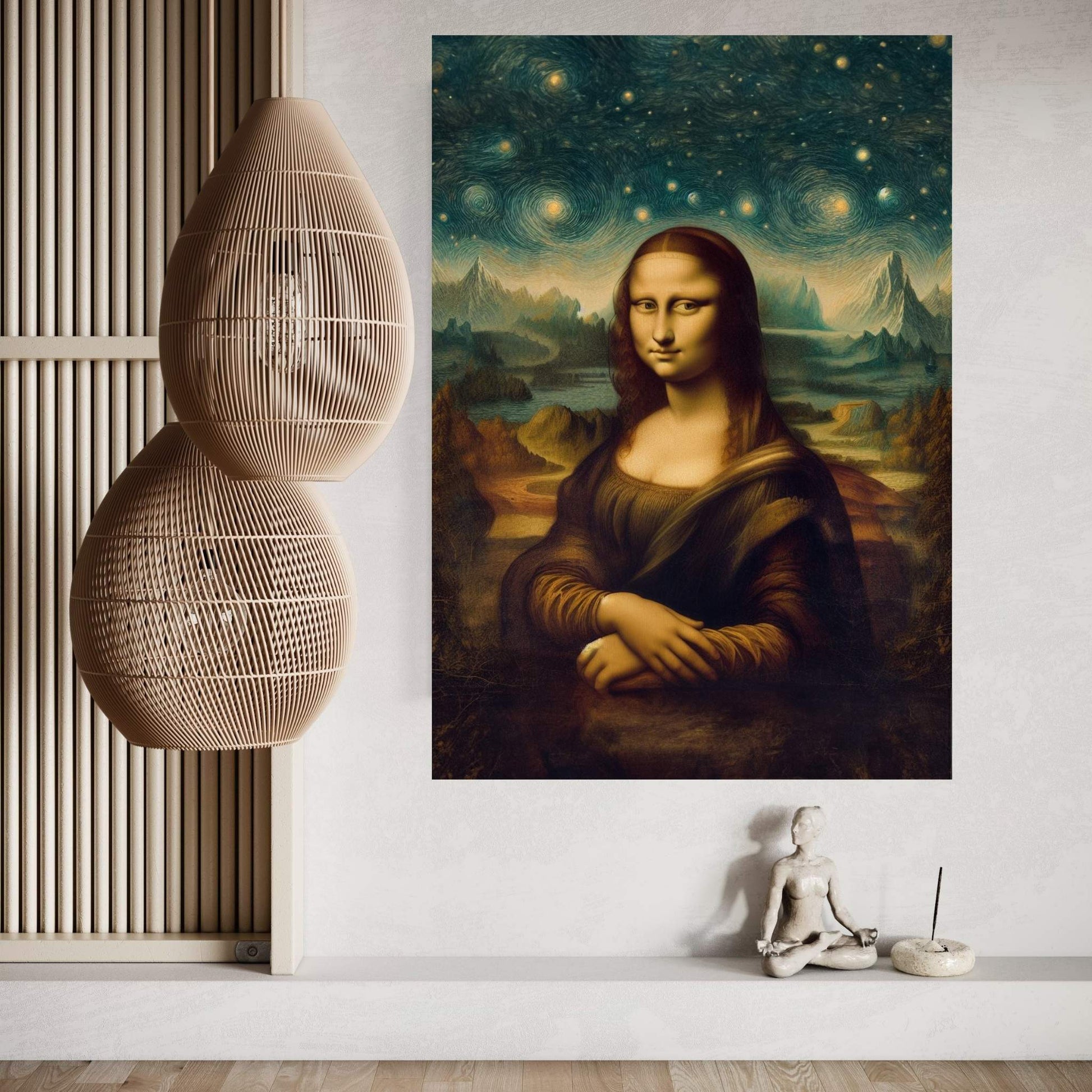 Modern Mona Lisa Van Gogh Style Reproduction Modern Abstract Canvas Wall Art - Y Canvas