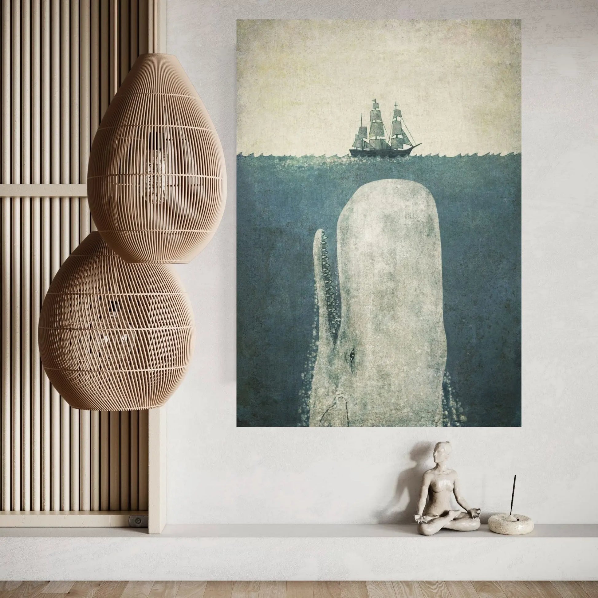 White Whale Canvas Wall Art - Y Canvas