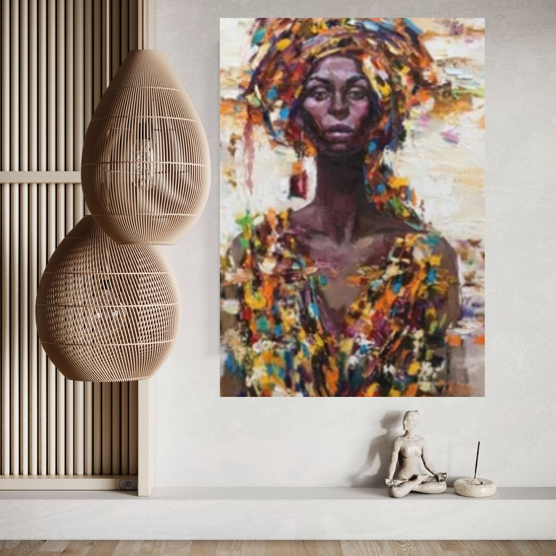 American Afro Black Woman Portrait, African Woman Makeup Wall Art - Y Canvas