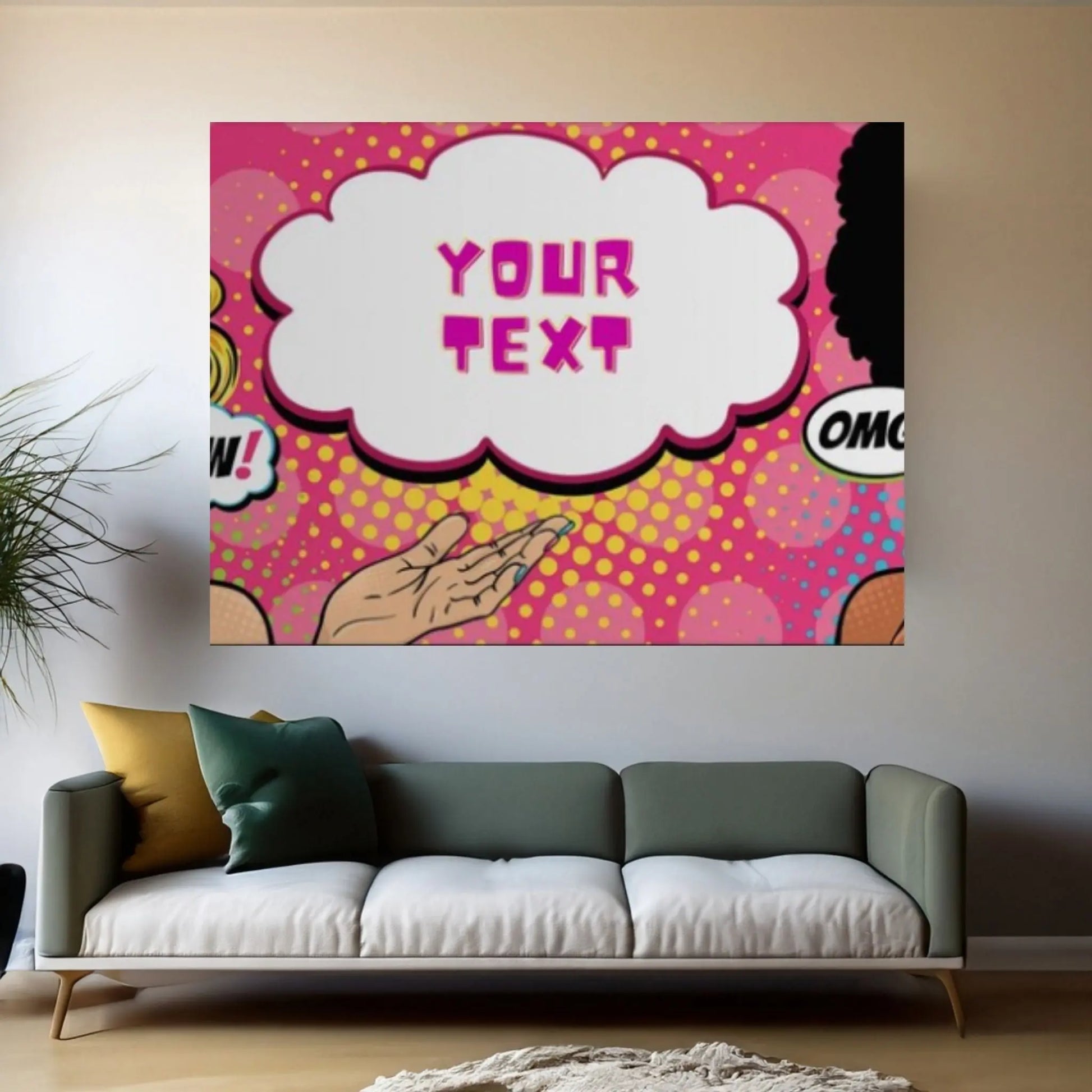 Customize Youre Text Here Pop Art Woman Wall Art, Comic Pop Art, Retro Comic - Y Canvas