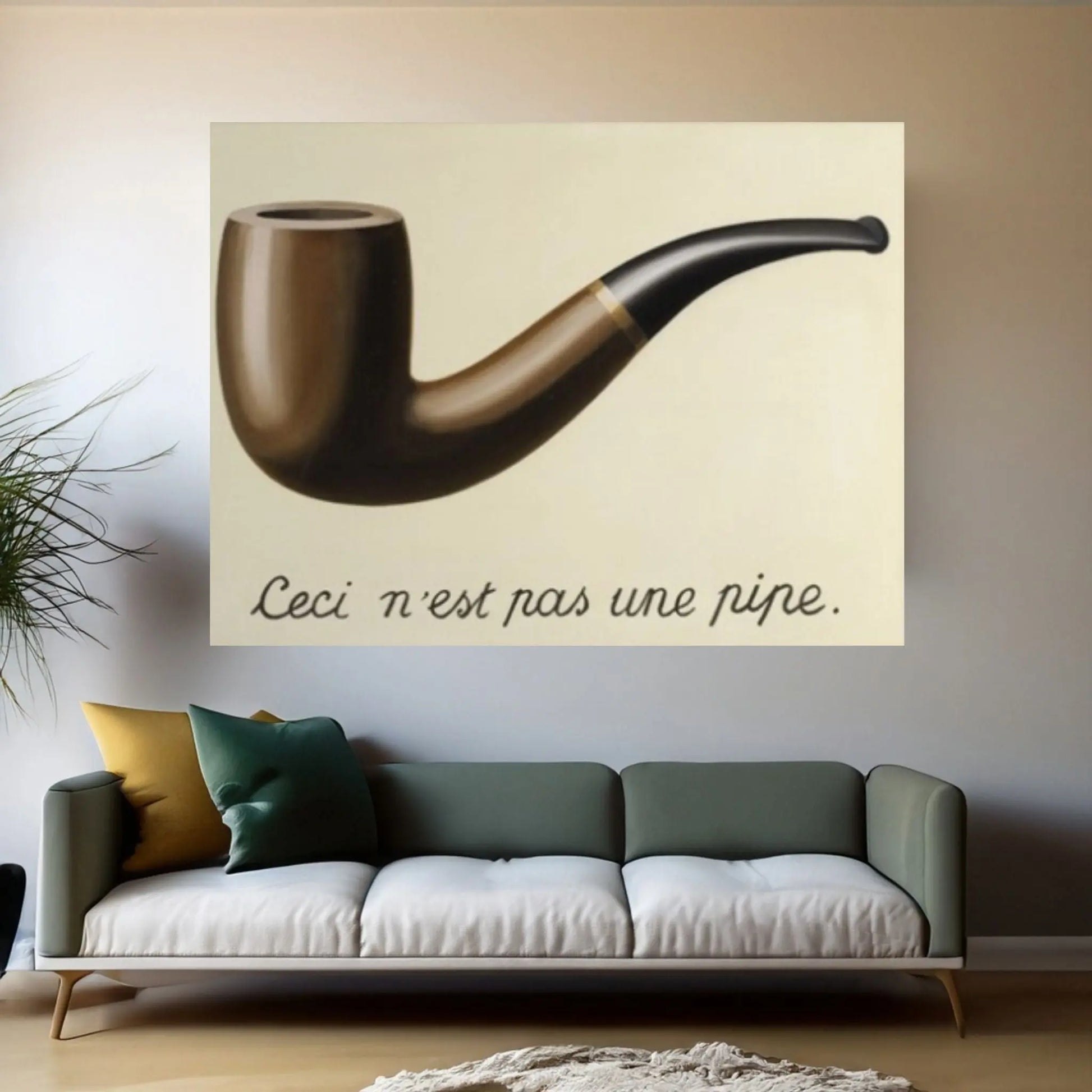 Large René Magritte , The Treason of Images, Wall Decor, Reproduction of Classic Art - Y Canvas