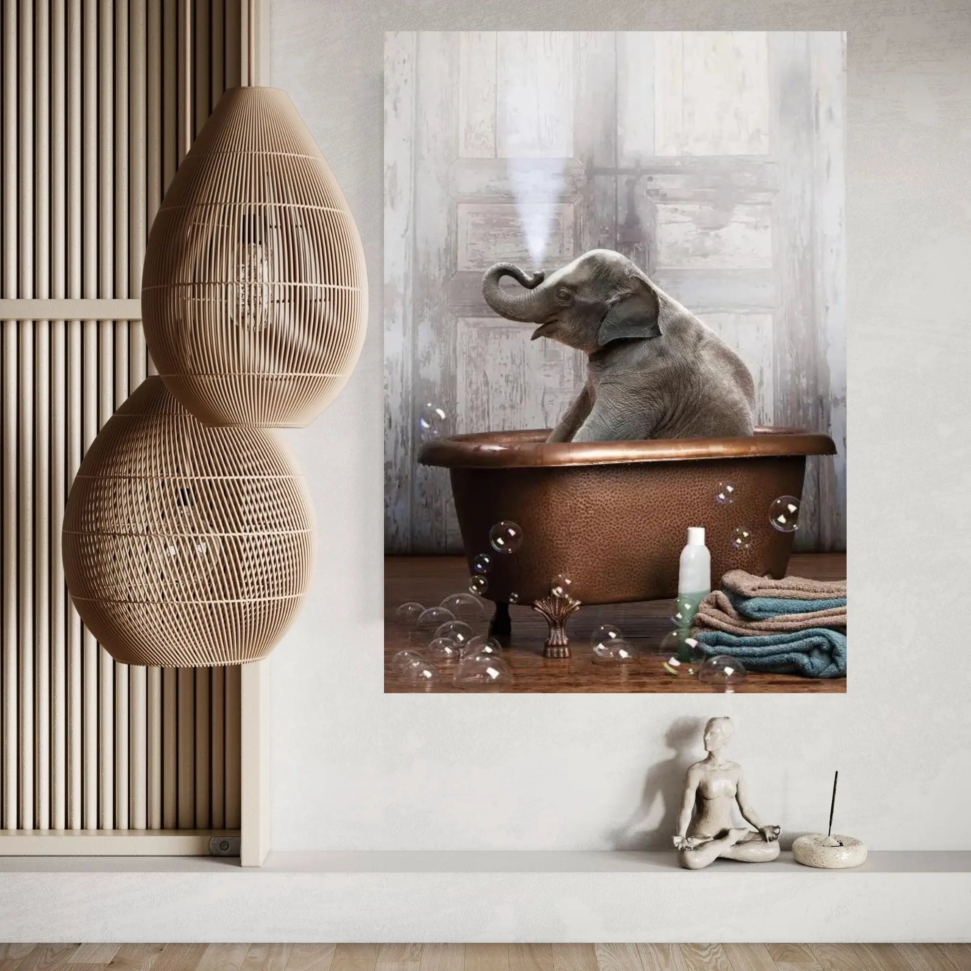 Elephant In The Tub Canvas Wall Art - Y Canvas