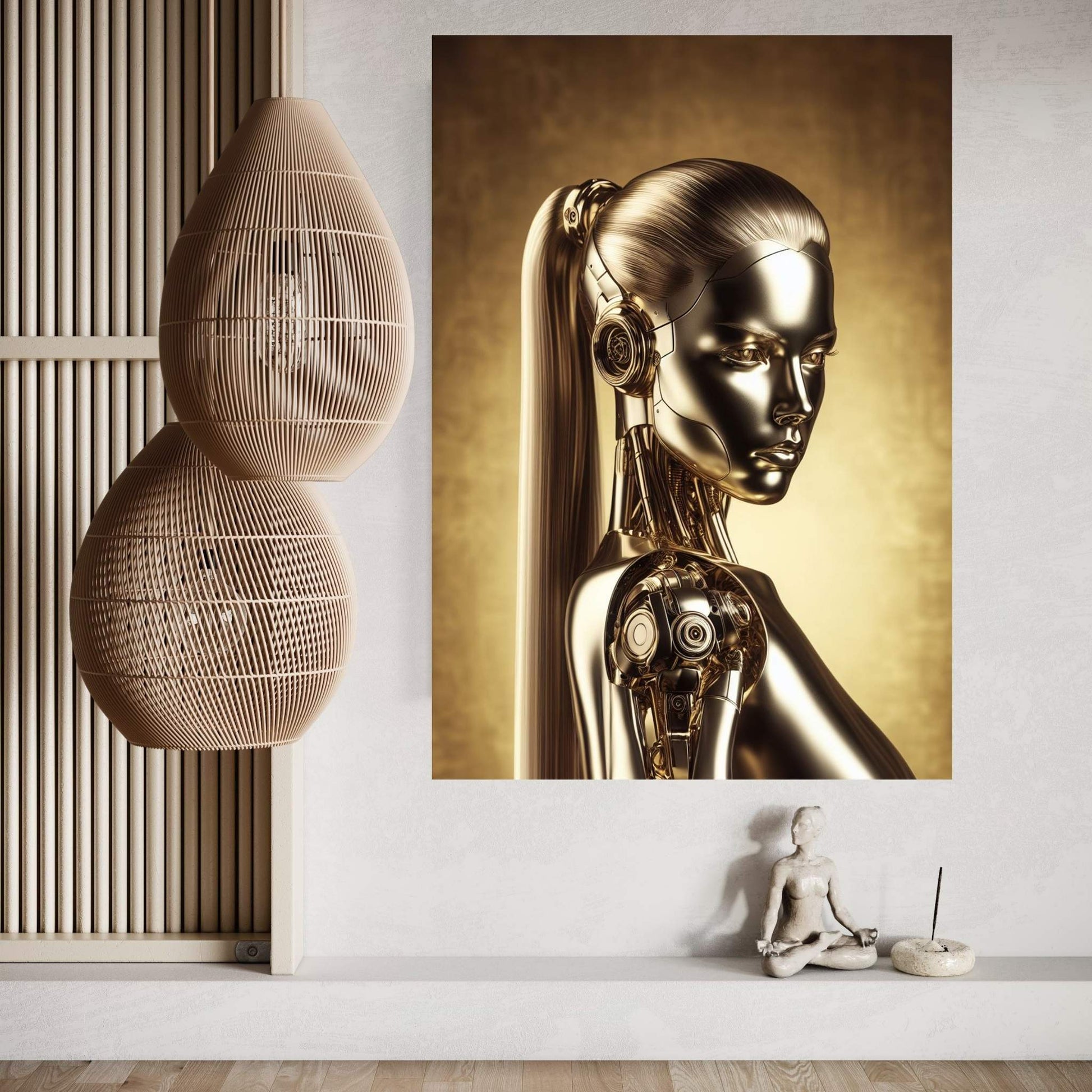 Gold Robotics Woman Canvas Wall Art - Y Canvas