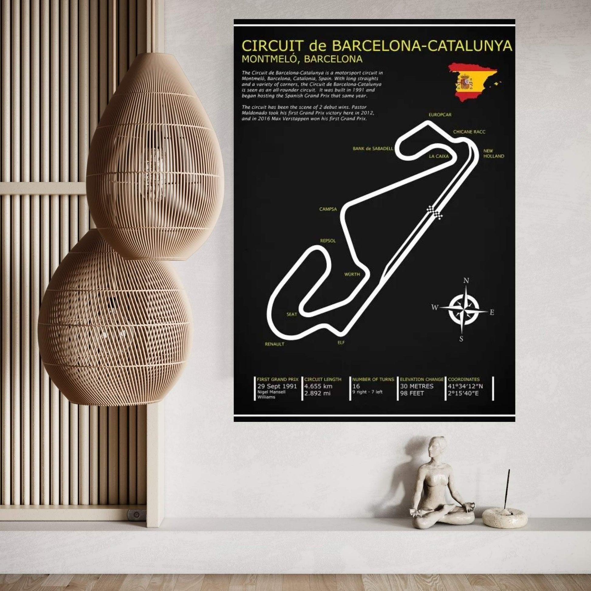 Barcelona-Catalunya Circuit BL Canvas Wall Art - Y Canvas