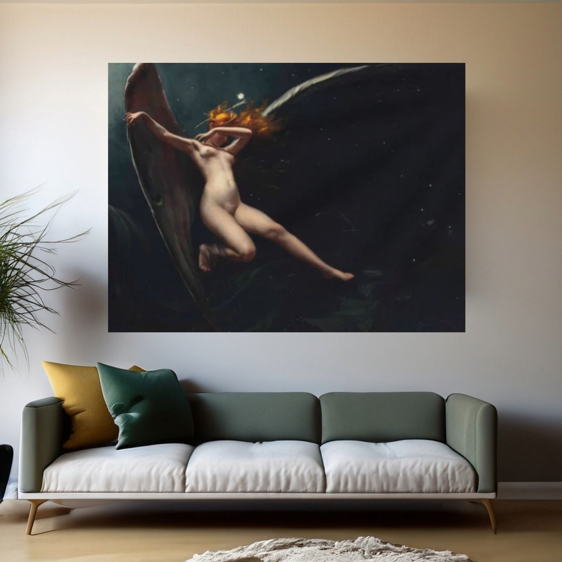 A Fairy Under Starry Skies - Luis Ricardo Falero Floating Frame Option - Y Canvas