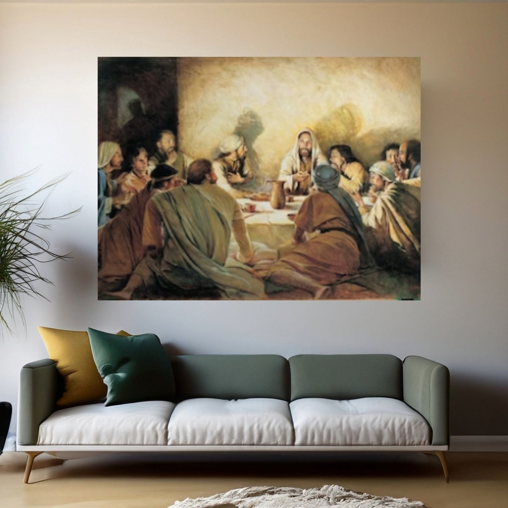 Last Supper Canvas Wall Art, Last Supper Canvas Poster, Set Jesus and Disciples Christian - Y Canvas