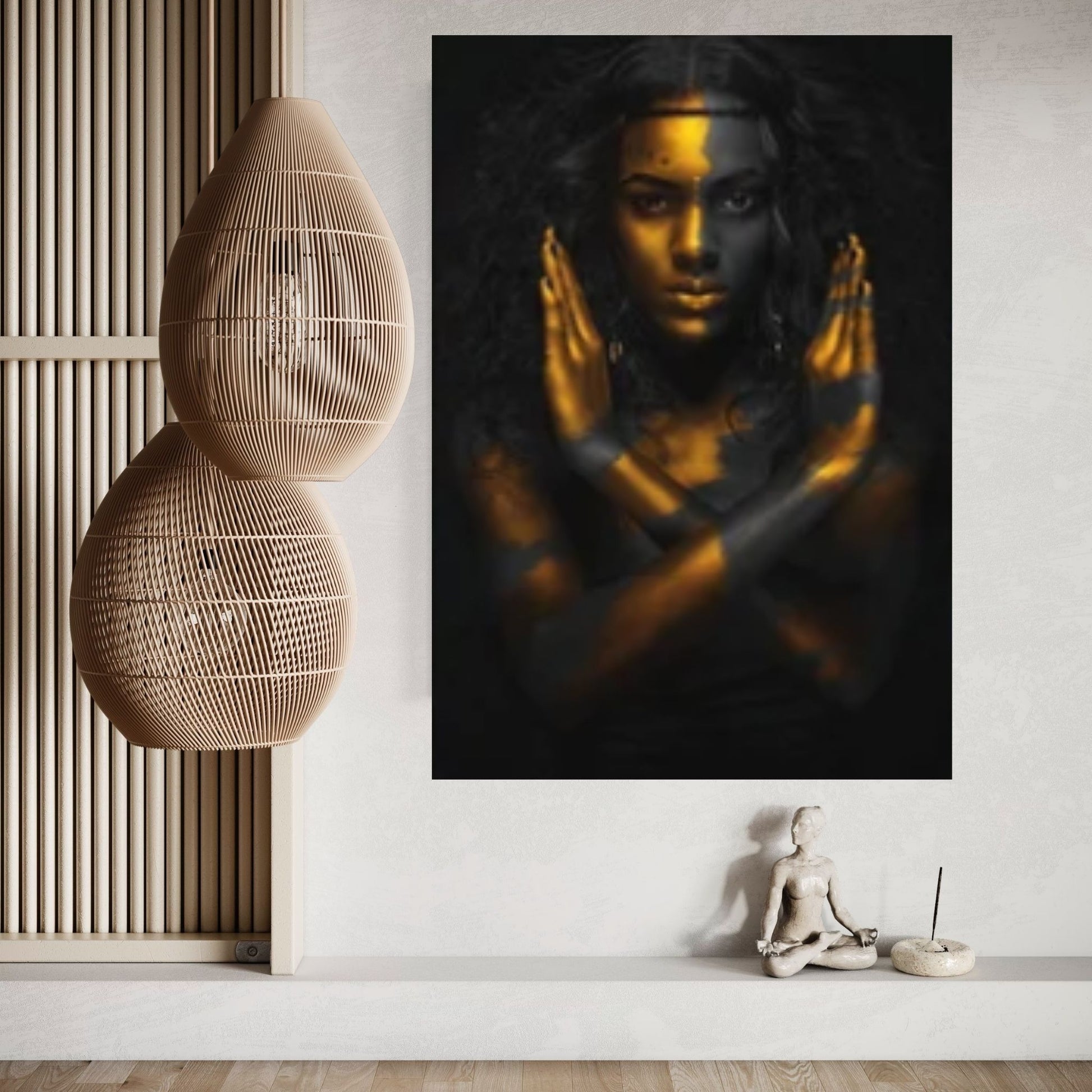 African Black Warrior Woman Portrait, Colorful Wall Art, African Woman Makeup Wall Art - Y Canvas