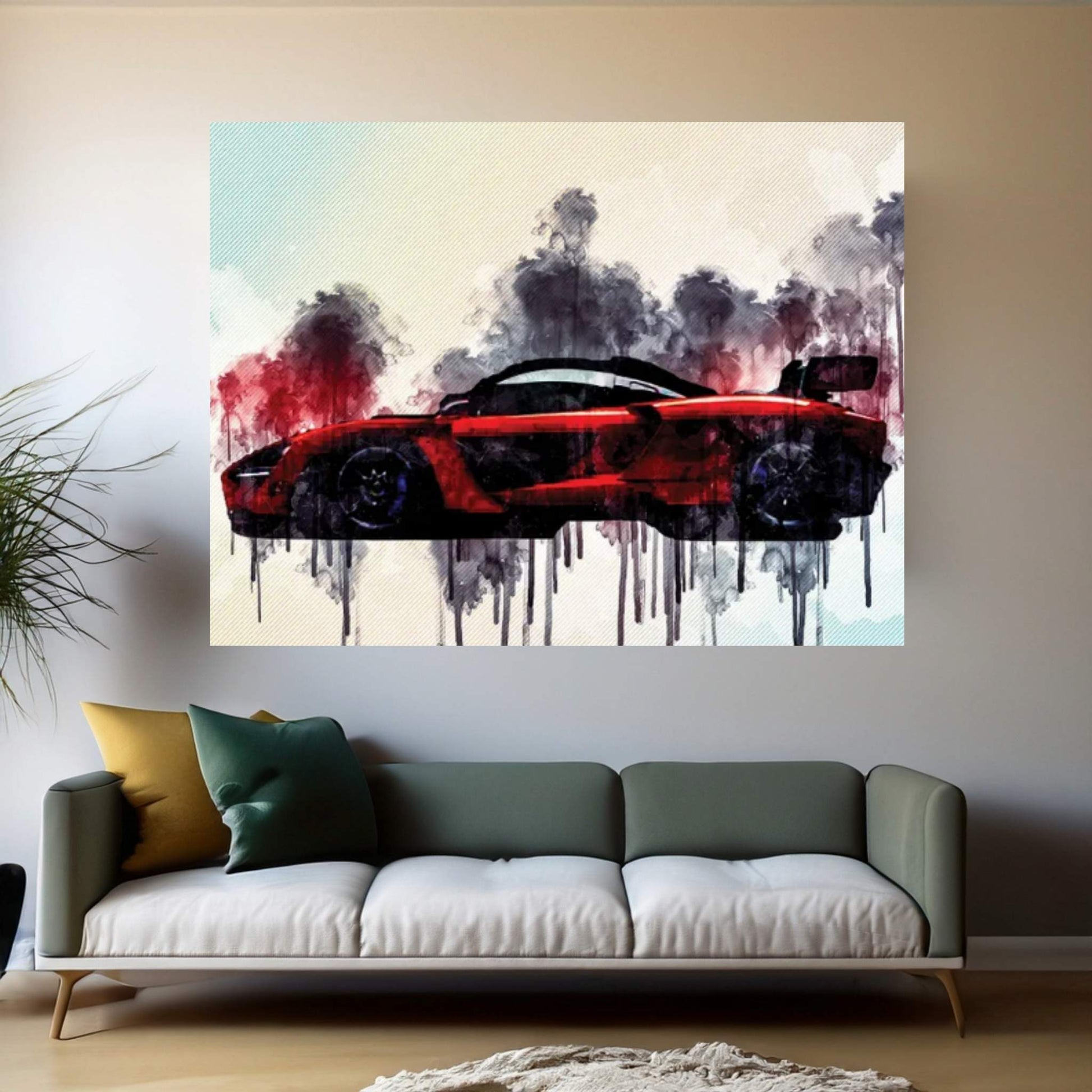 Mclaren Senna 2019 Side View New Supercar Hypercar Red Sports Canvas Wall Art - Y Canvas