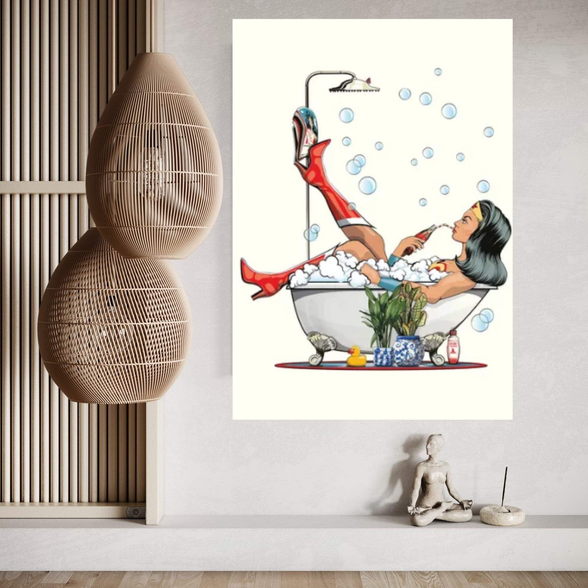 Wonder Woman In The Bath Canvas Wall Art - Y Canvas