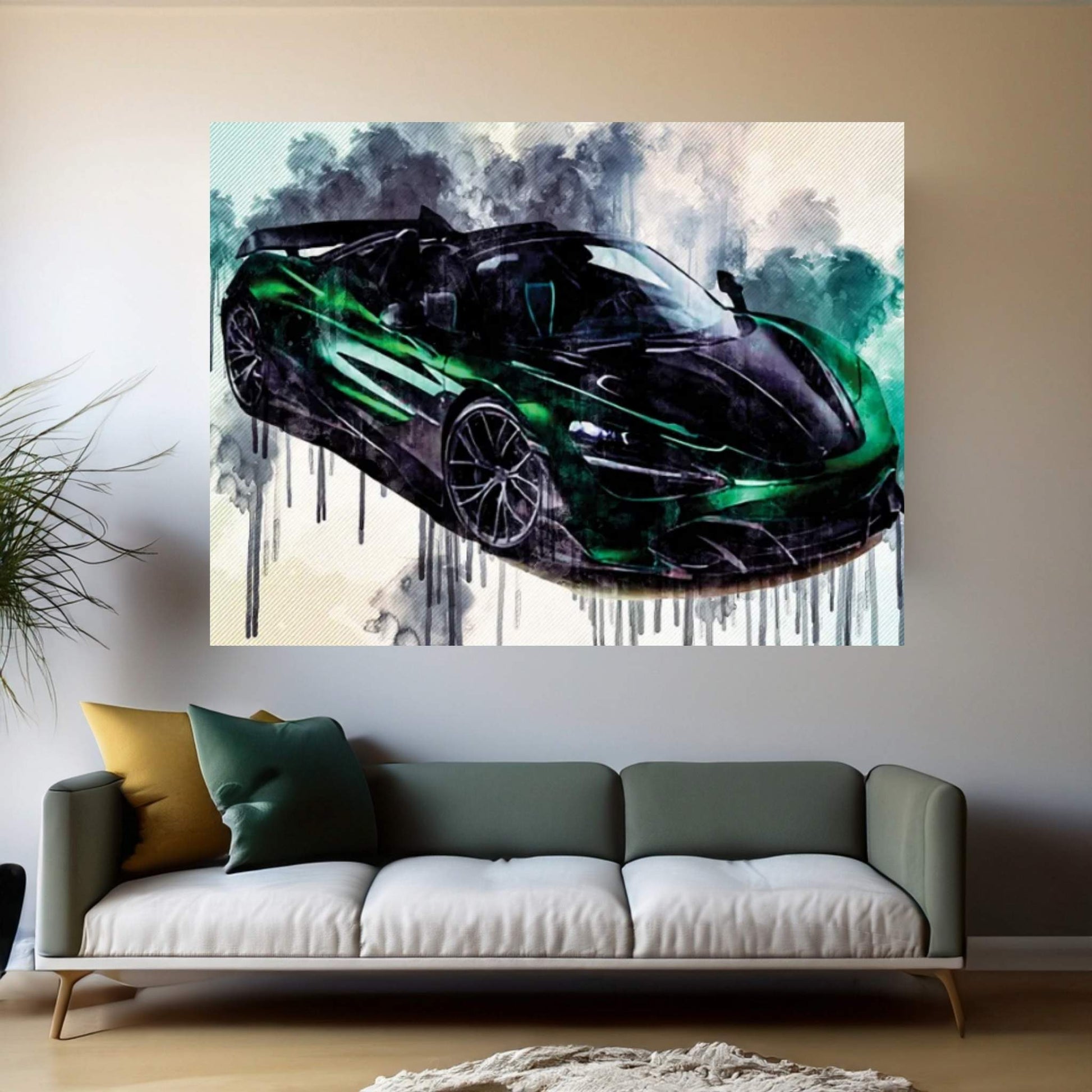 Topcar Mclaren 720S Spider Fury 2020 Hypercar Front View Green Roadster Tuning Canvas Wall Art - Y Canvas