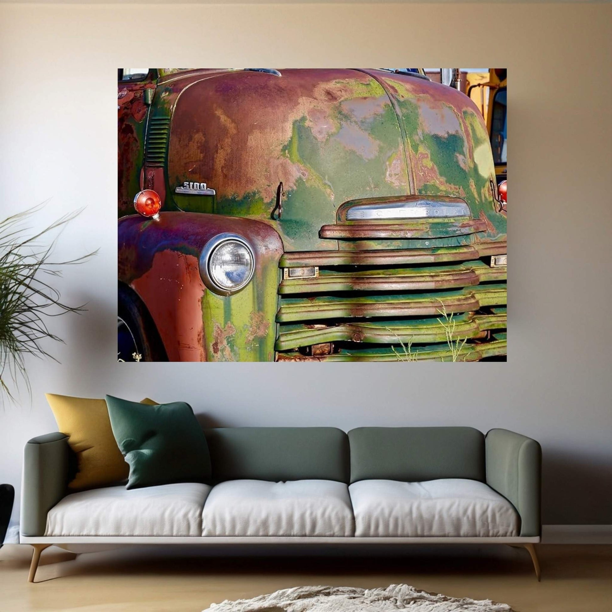 Green Rusted Grill Canvas Wall Art - Y Canvas