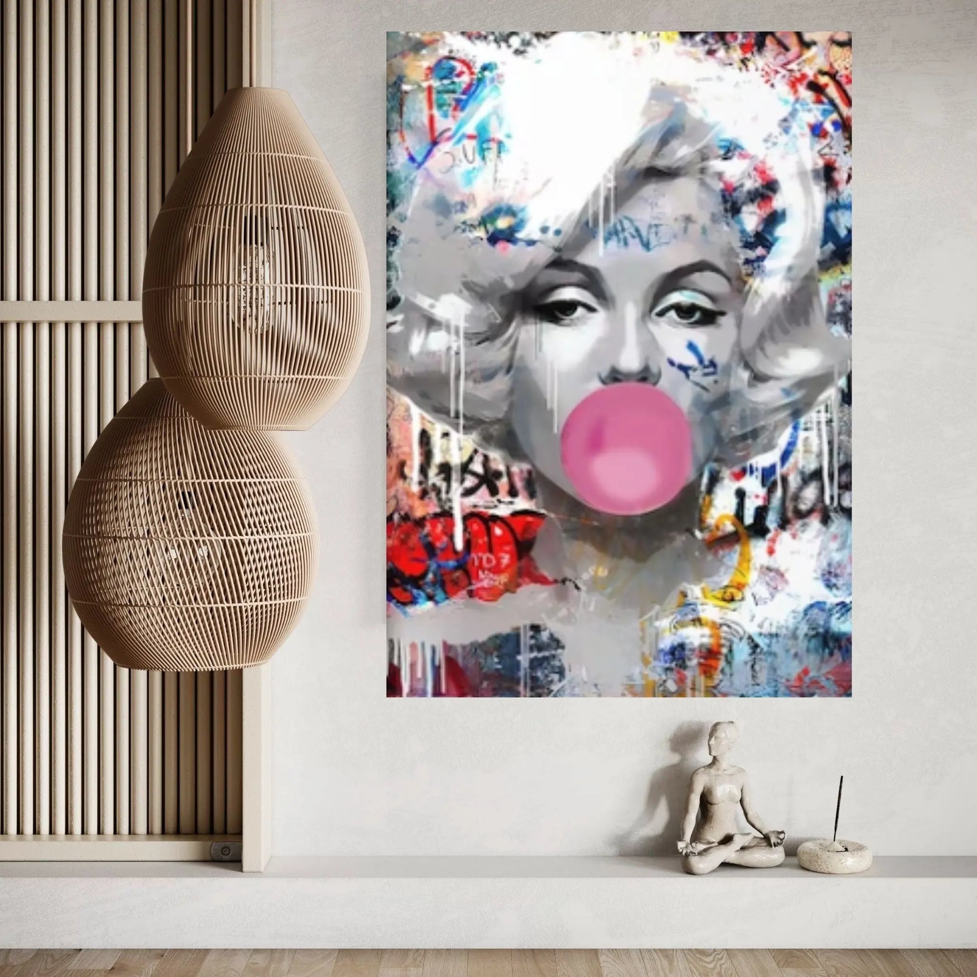 Marilyn Monroe Wall Art Canvas / Monroe Pink Bubble Gum Art Poster Canvas Wall Art - Y Canvas