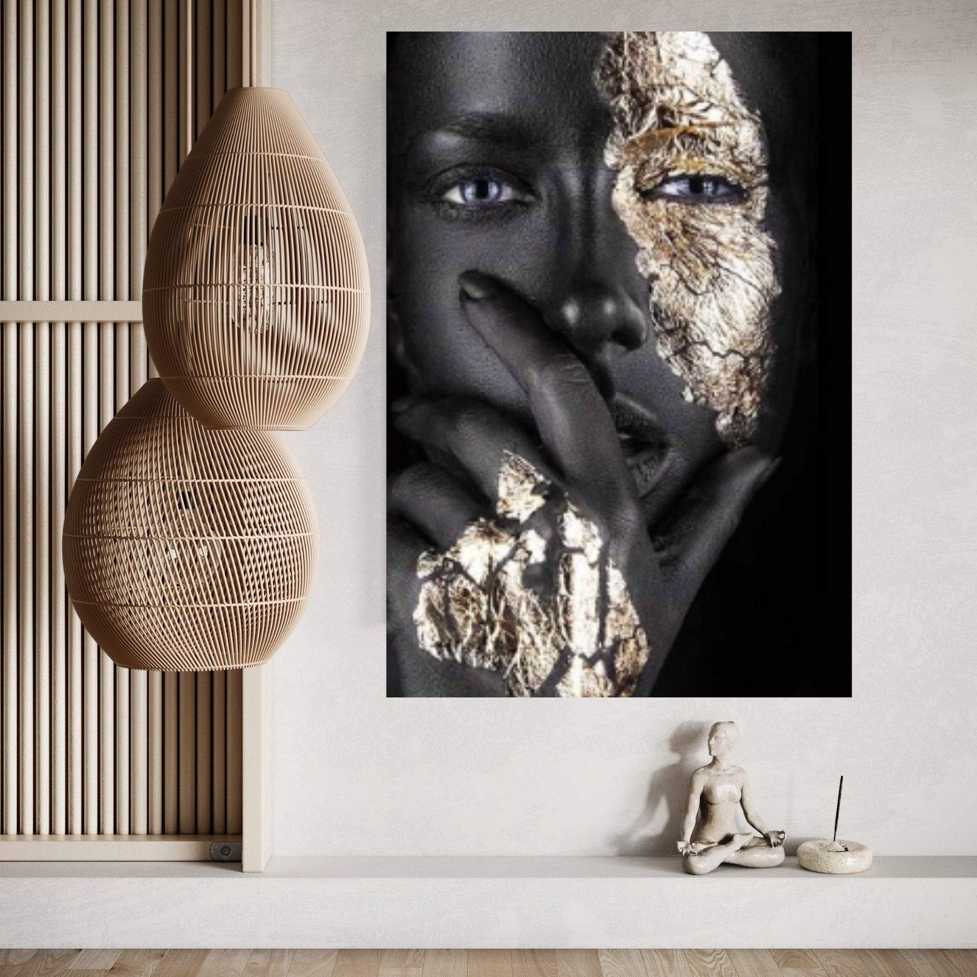 African Woman Portrait Wall Art /Noir Gold Women Canvas Wall Art, Beauty Print Wall Art Décor - Y Canvas