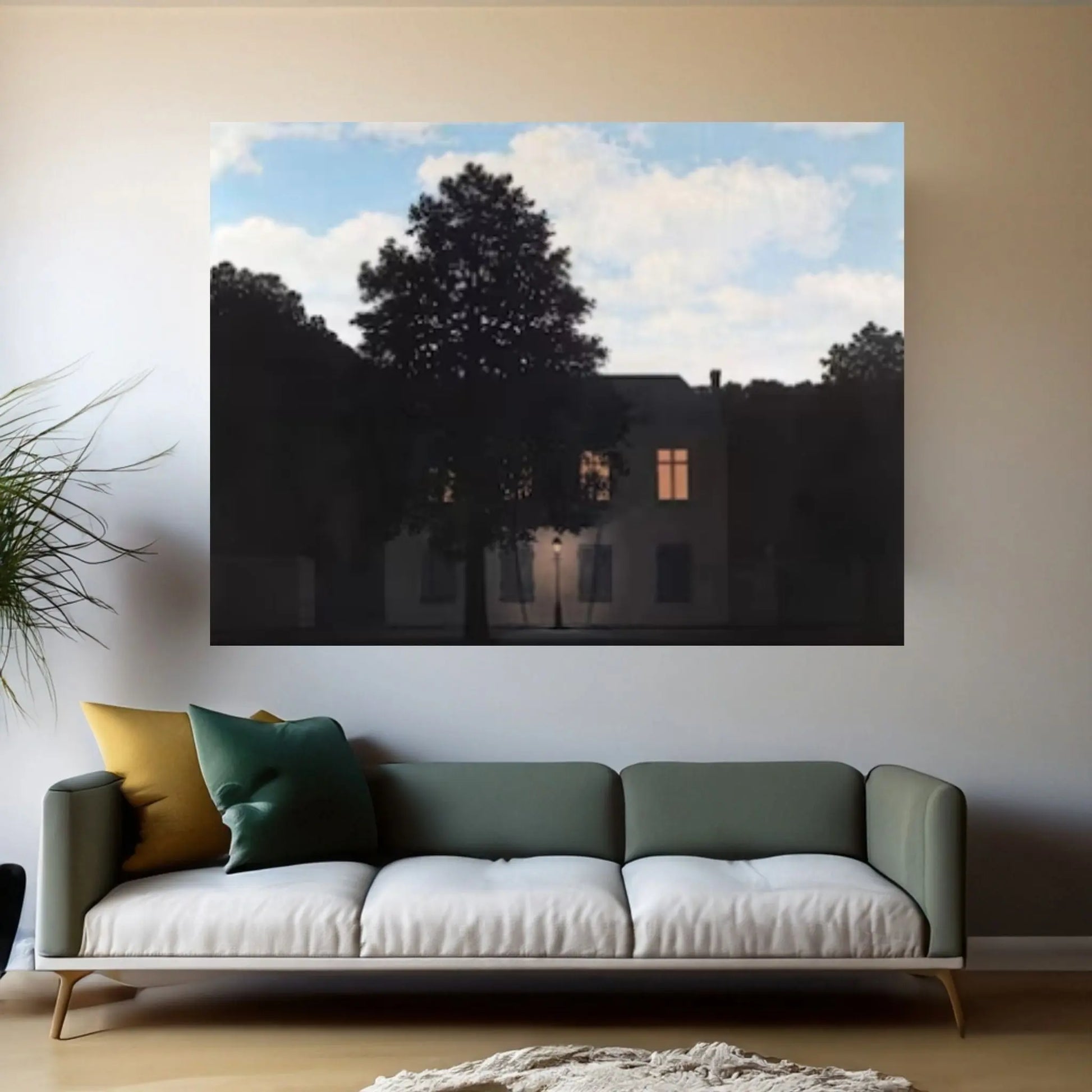 The Empire of Light by Rene Magritte, Rene Magritte Canvas Wall Art Poster, Not to be Reproduced Wall Decor Print - Y Canvas