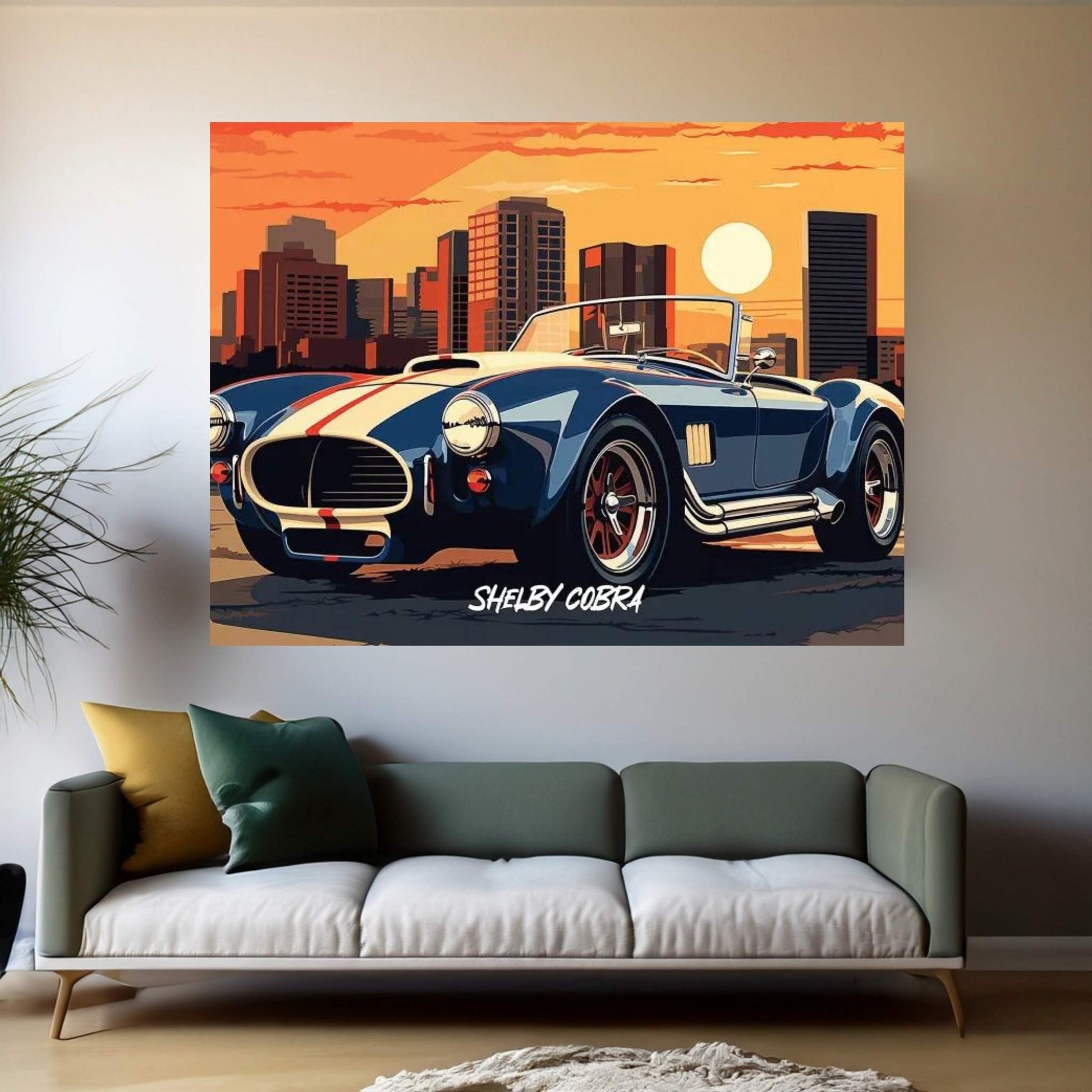 Shelby Cobra Comic Canvas Wall Art - Y Canvas