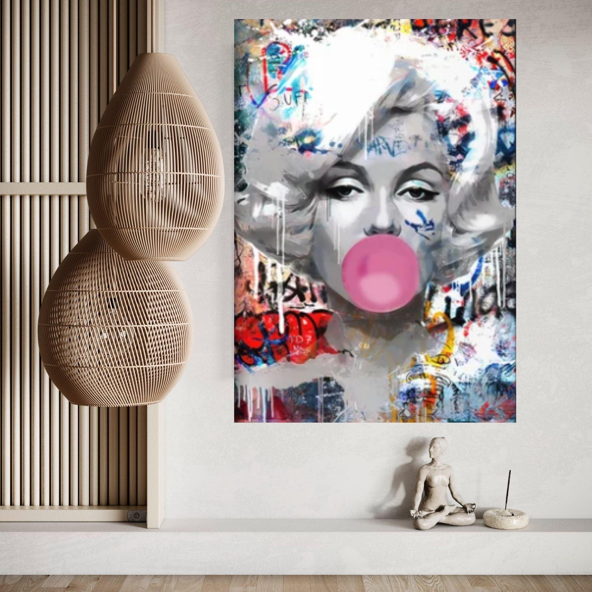 Marilyn Monroe Wall Art Canvas, Monroe Pink Bubble Gum Art Poster, Printed Picture Decoration - Y Canvas