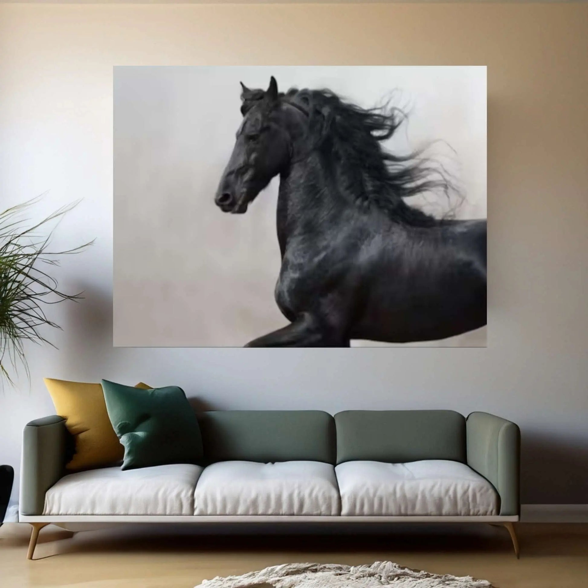 Large Black Horse Print Poster Canvas Art Animal Art Horse Wall Art Horse Wall Decor - Y Canvas