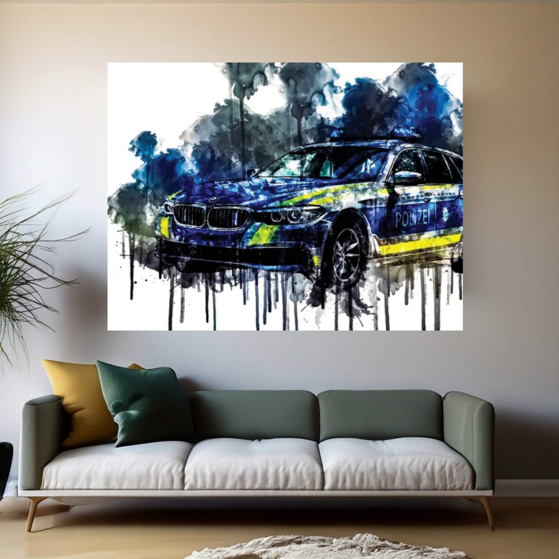 2017 BMW 530D XDrive Touring Polizei Canvas Wall Art - Y Canvas