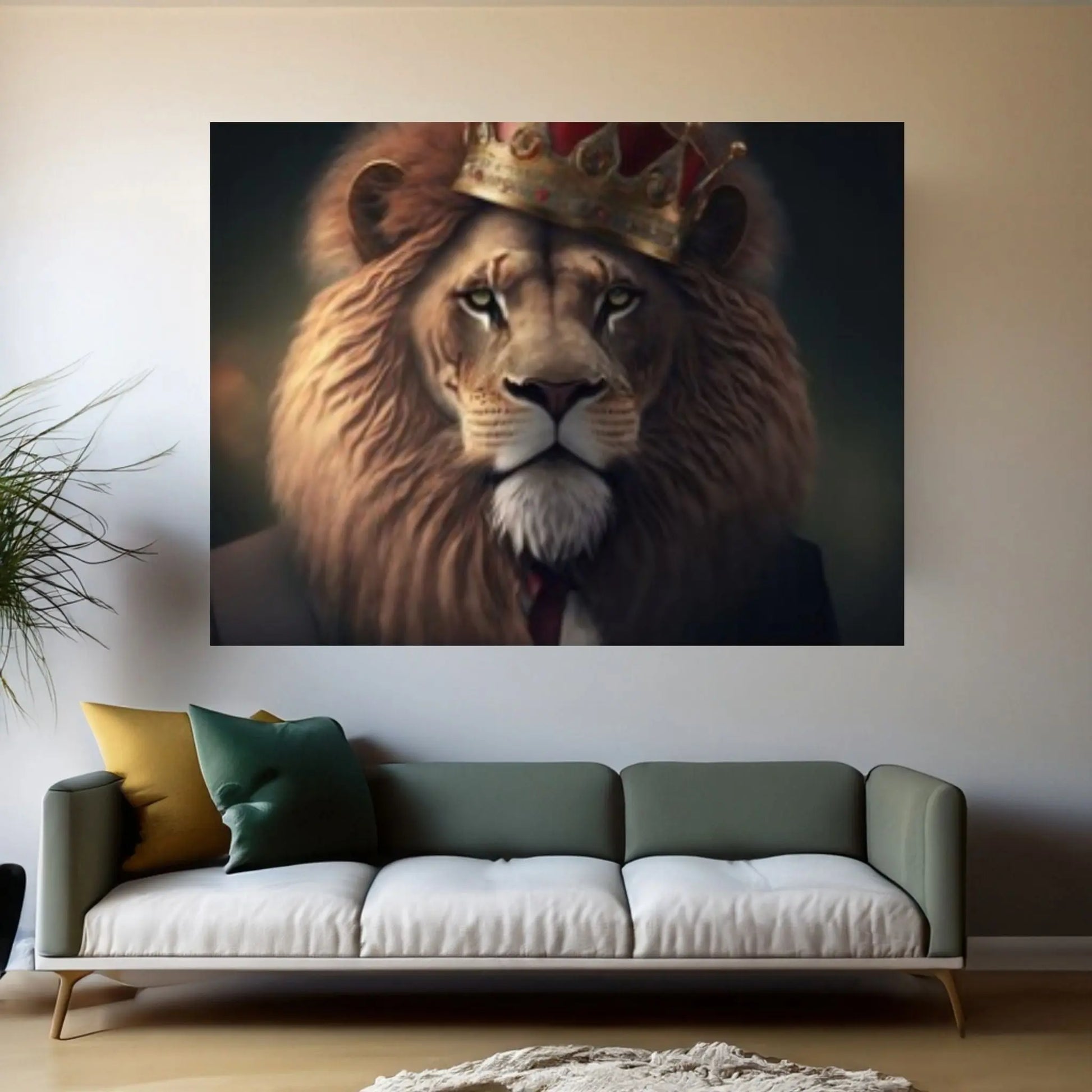 King Lion Canvas Wall Art Animal Wall Art, Canvas Wall Art,Animal wall art decor Large lion art - Y Canvas