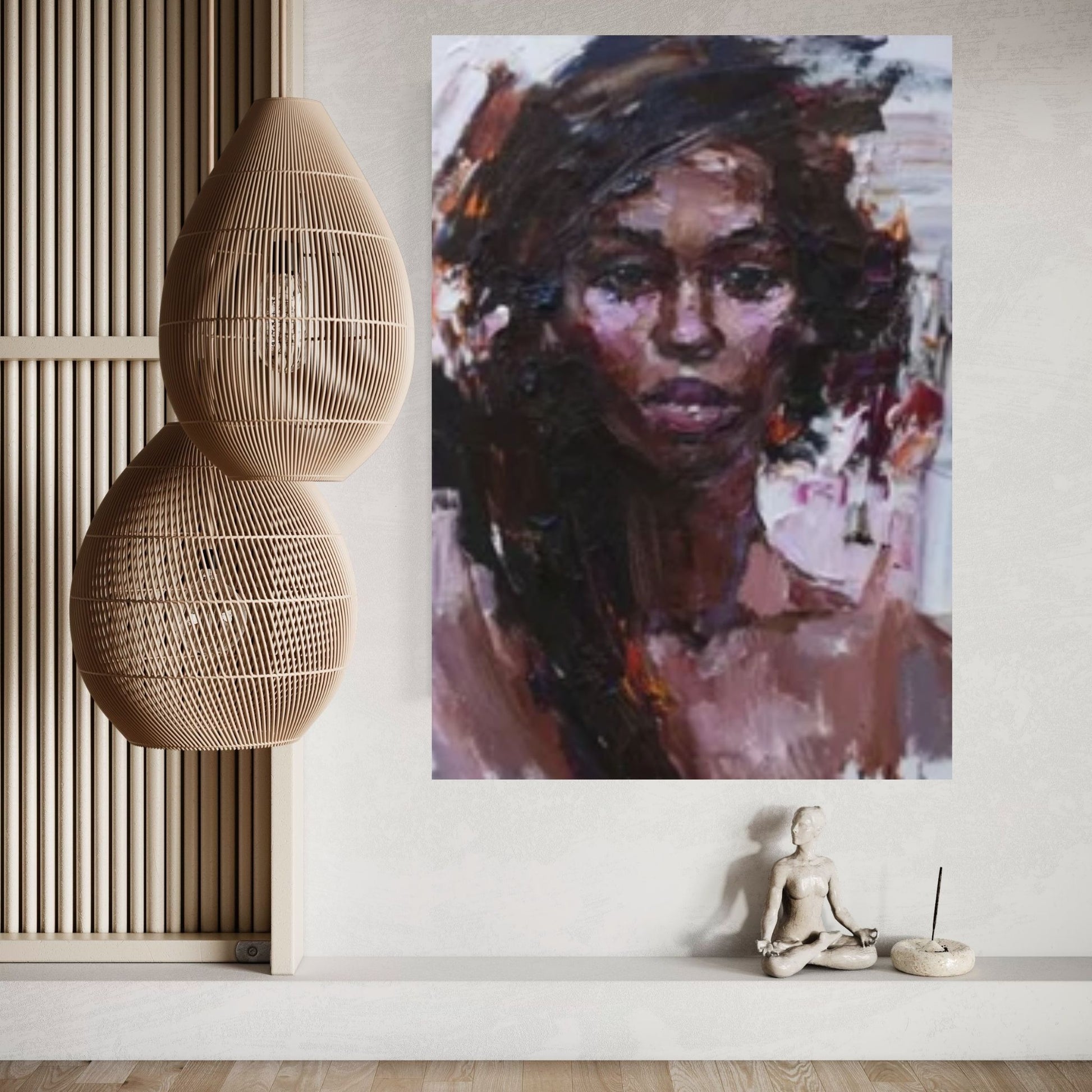 Black Woman Portrait, Afro Art, African Woman Makeup Wall Art - Y Canvas