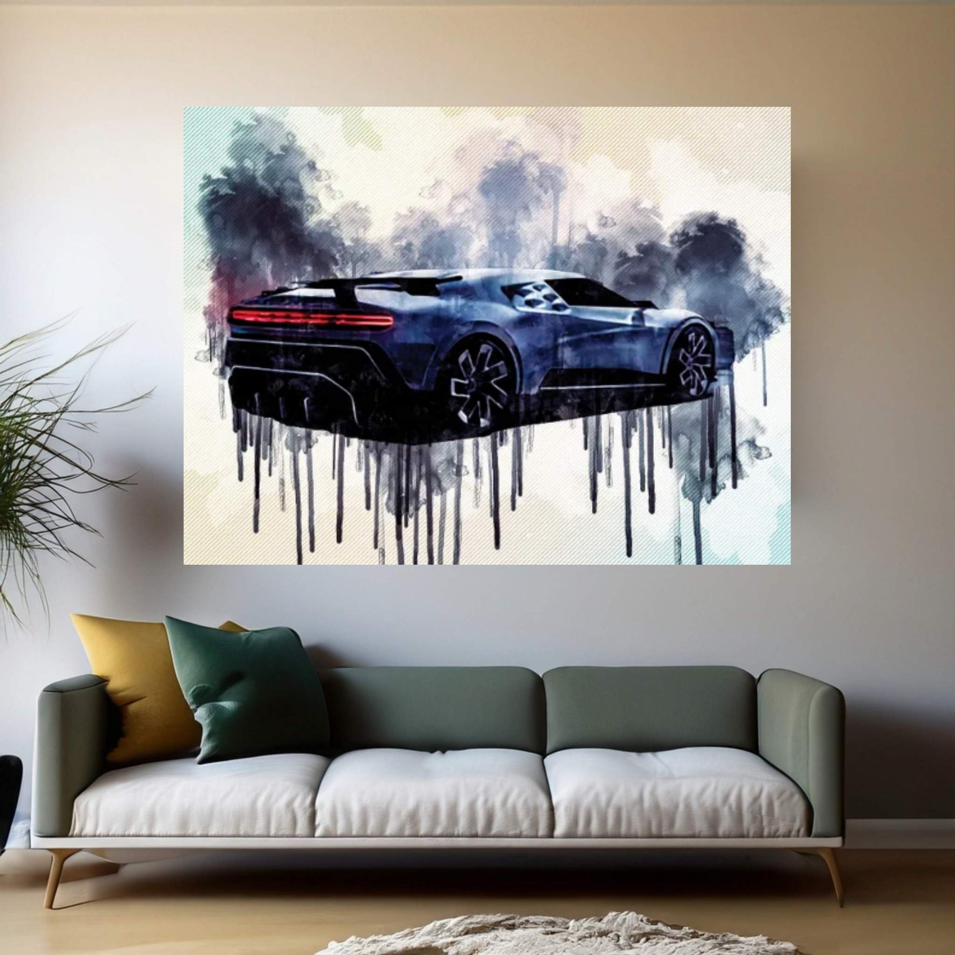 Bugatti Centodieci Exterior Rear View Hypercar Canvas Wall Art - Y Canvas