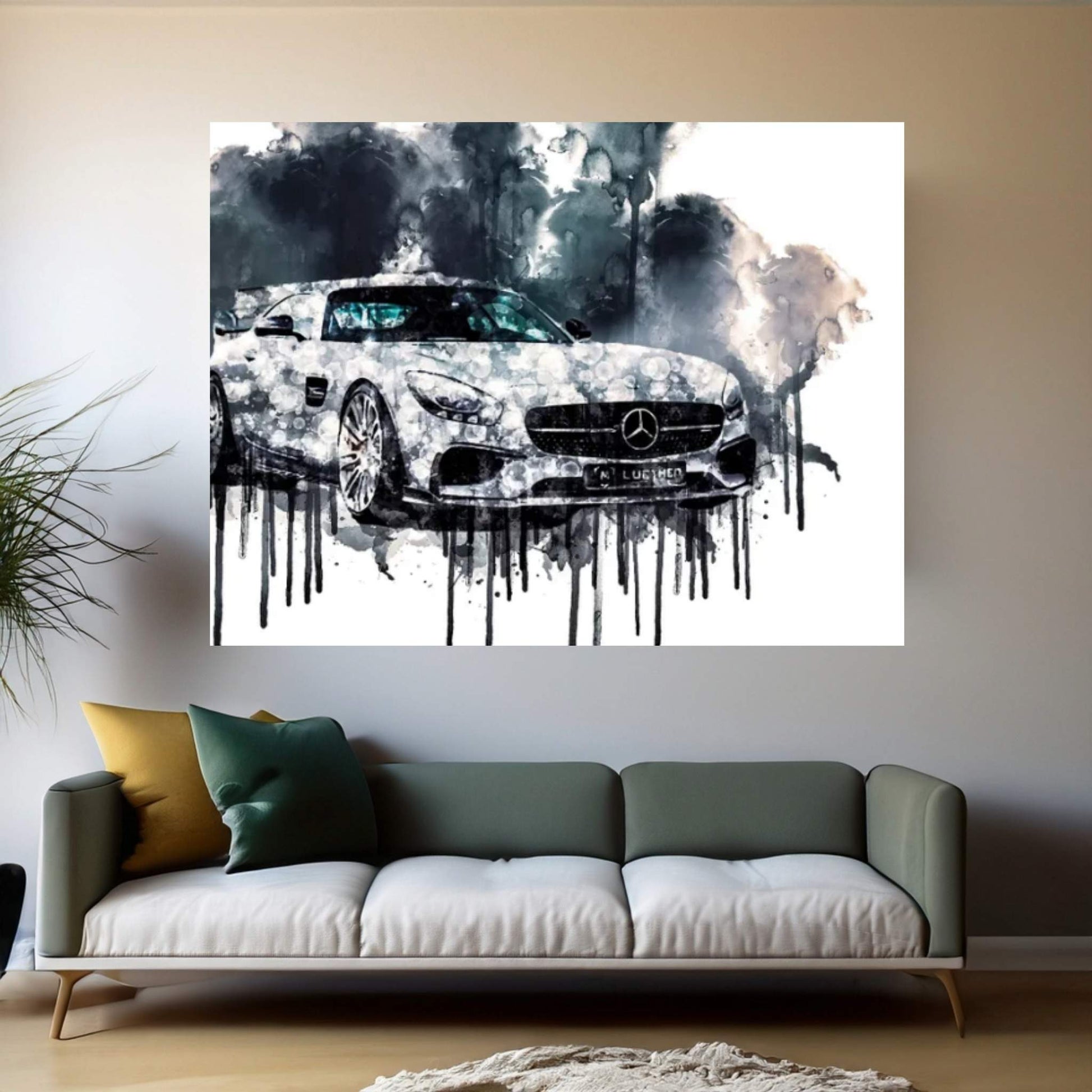 Car 2017 Luethen Motorsport Mercedes AMG GT Canvas Wall Art - Y Canvas