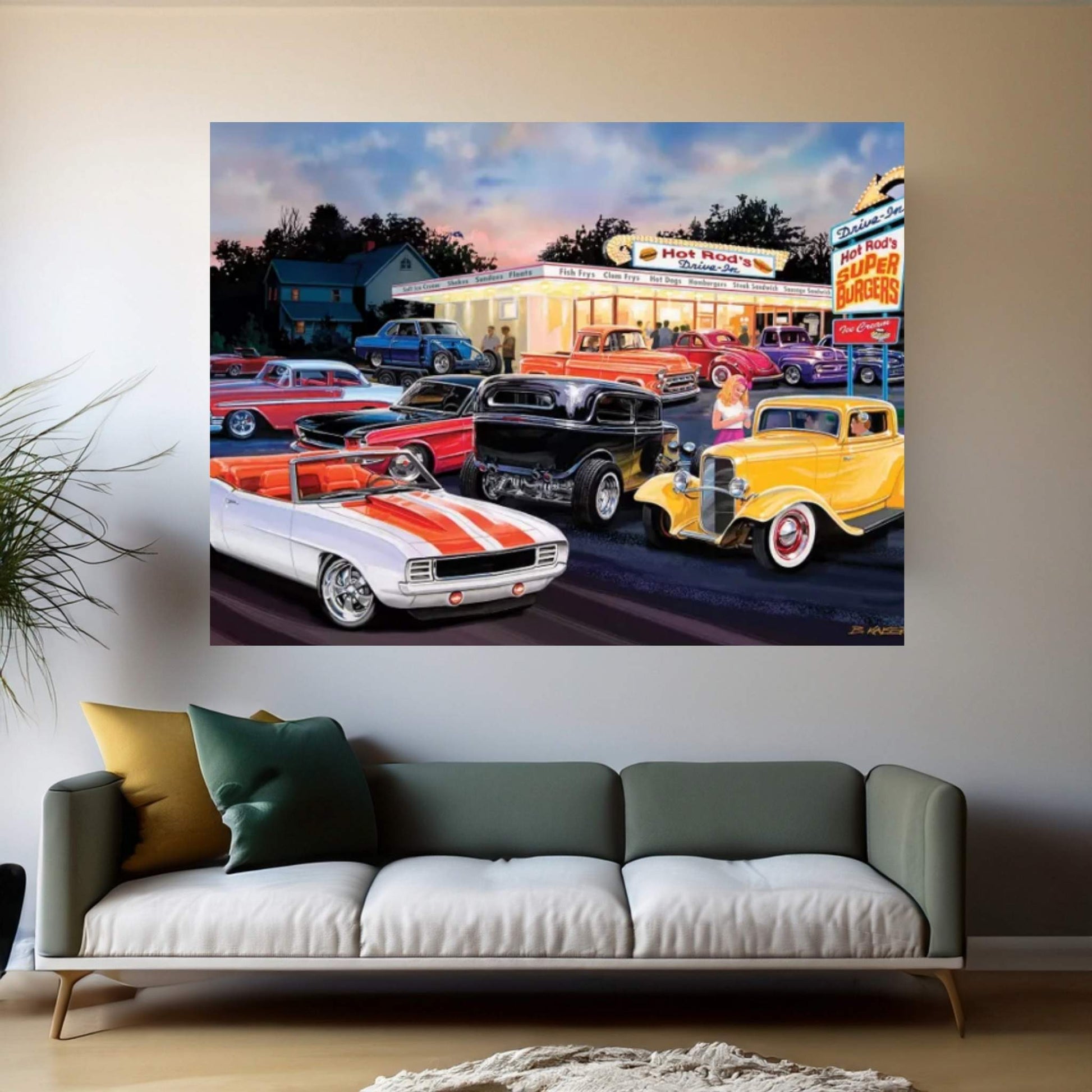 Hot Rod Drive-In I Canvas Wall Art - Y Canvas